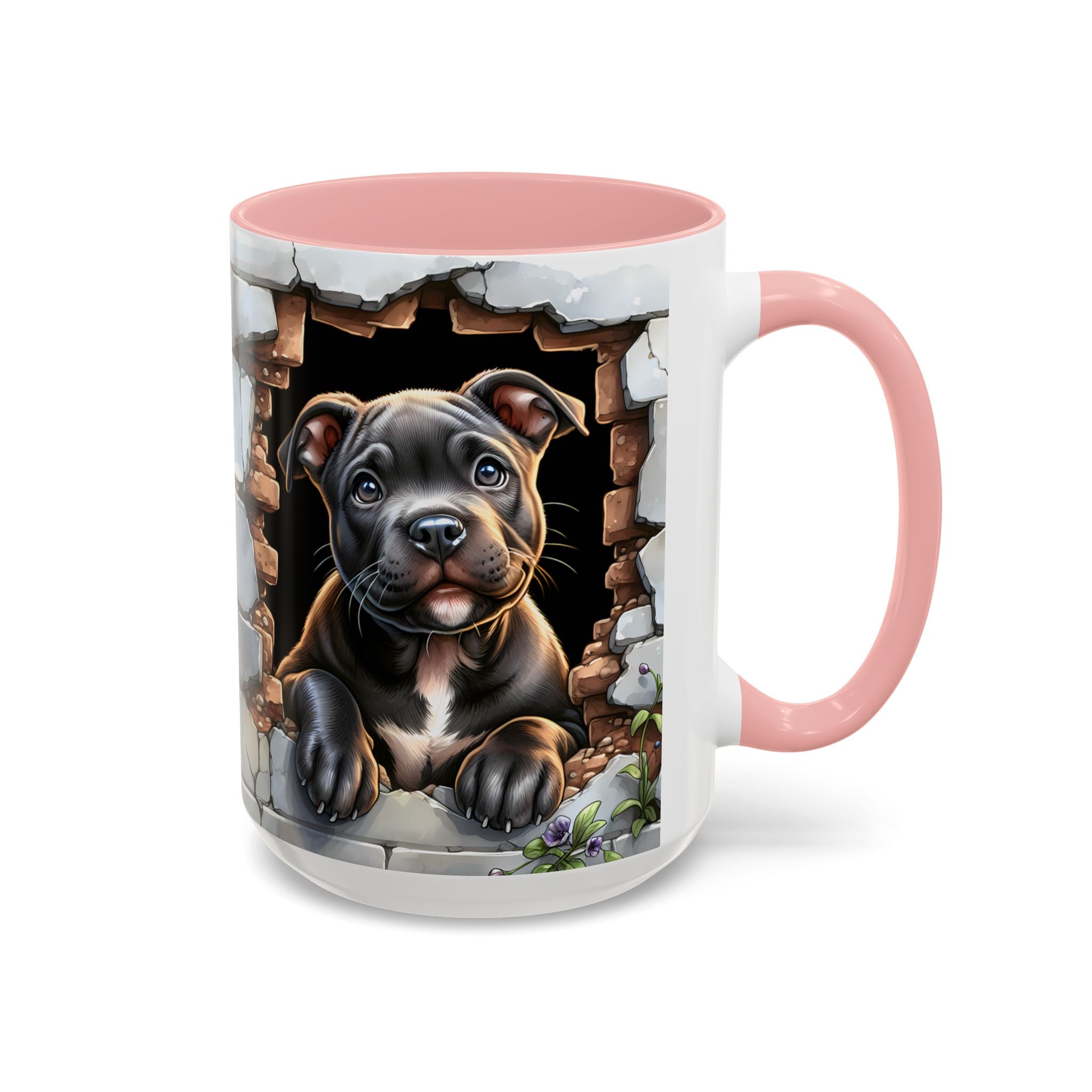 Pit Bull Puppy Peek Accent Coffee Mug – Cute Dog Lover Gift (11/15oz)