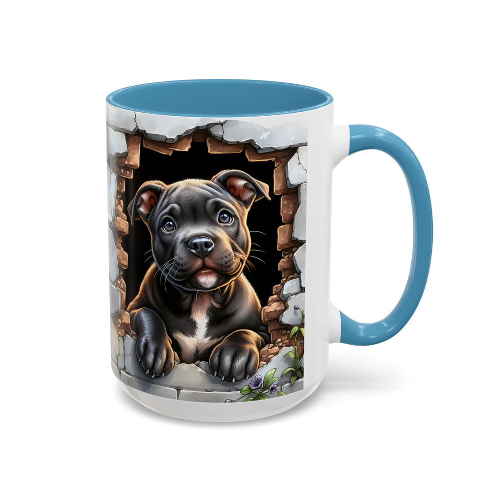 Pit Bull Puppy Peek Accent Coffee Mug – Cute Dog Lover Gift (11/15oz)