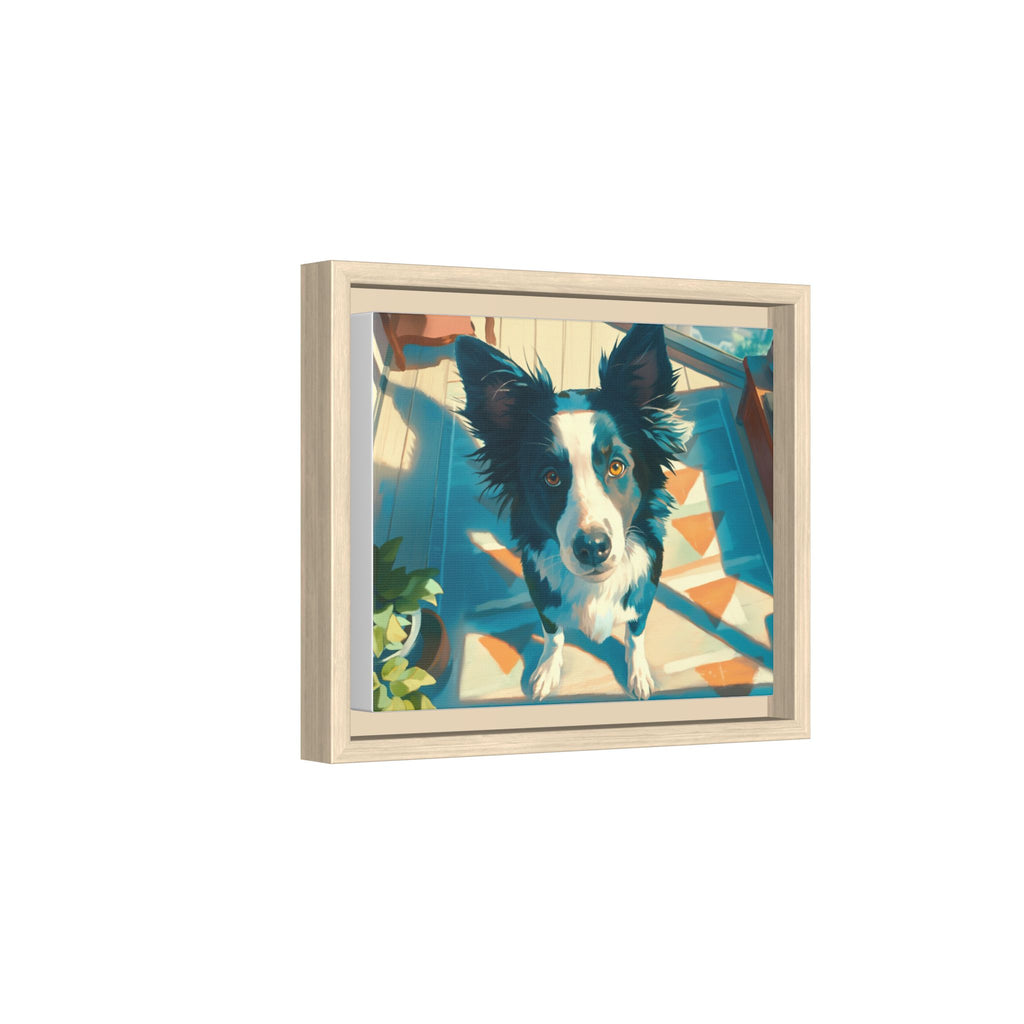 Framed Matte Canvas - Colorful Border Collie Pet Portrait