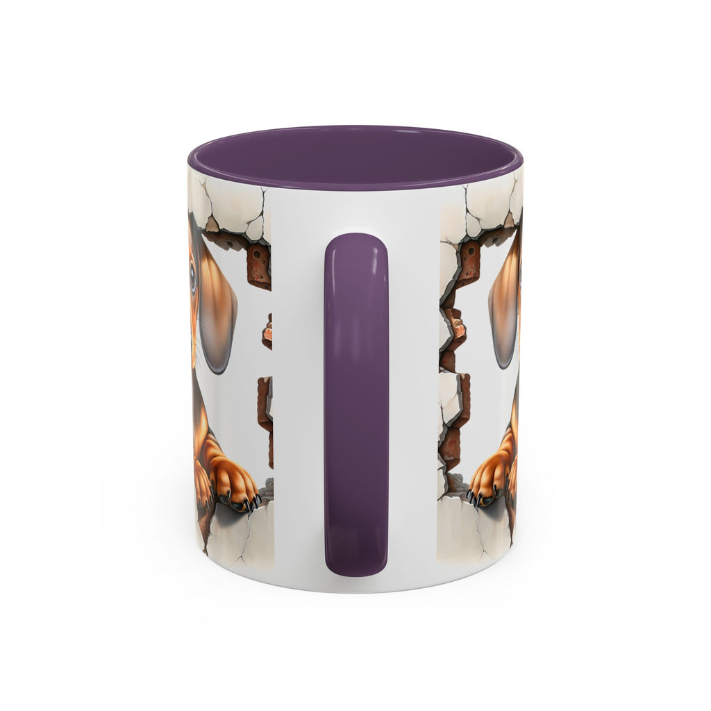Dachshund Peek-A-Boo Accent Coffee Mug — Cute Puppy Dog Gift (11/15oz)