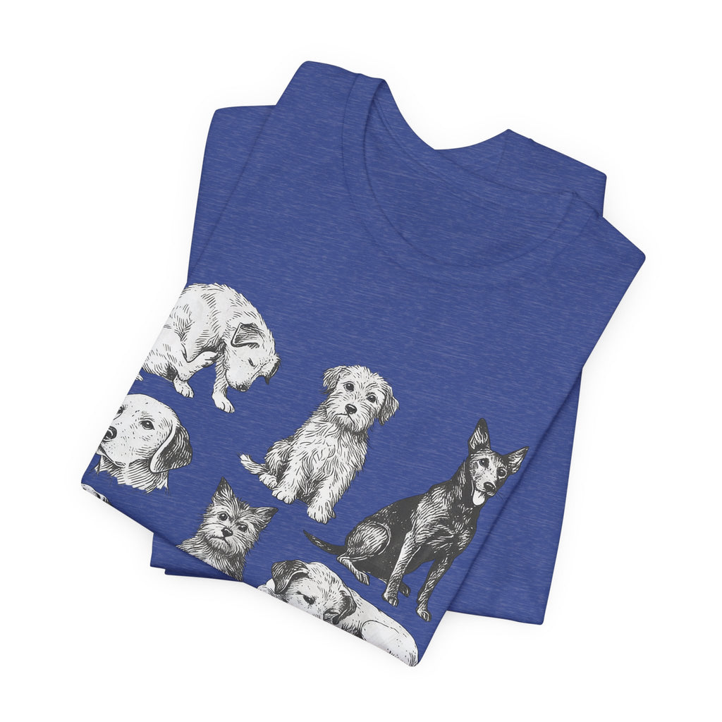 Dog Breed Sketches T-Shirt — Hand-Drawn Puppy Portraits Tee