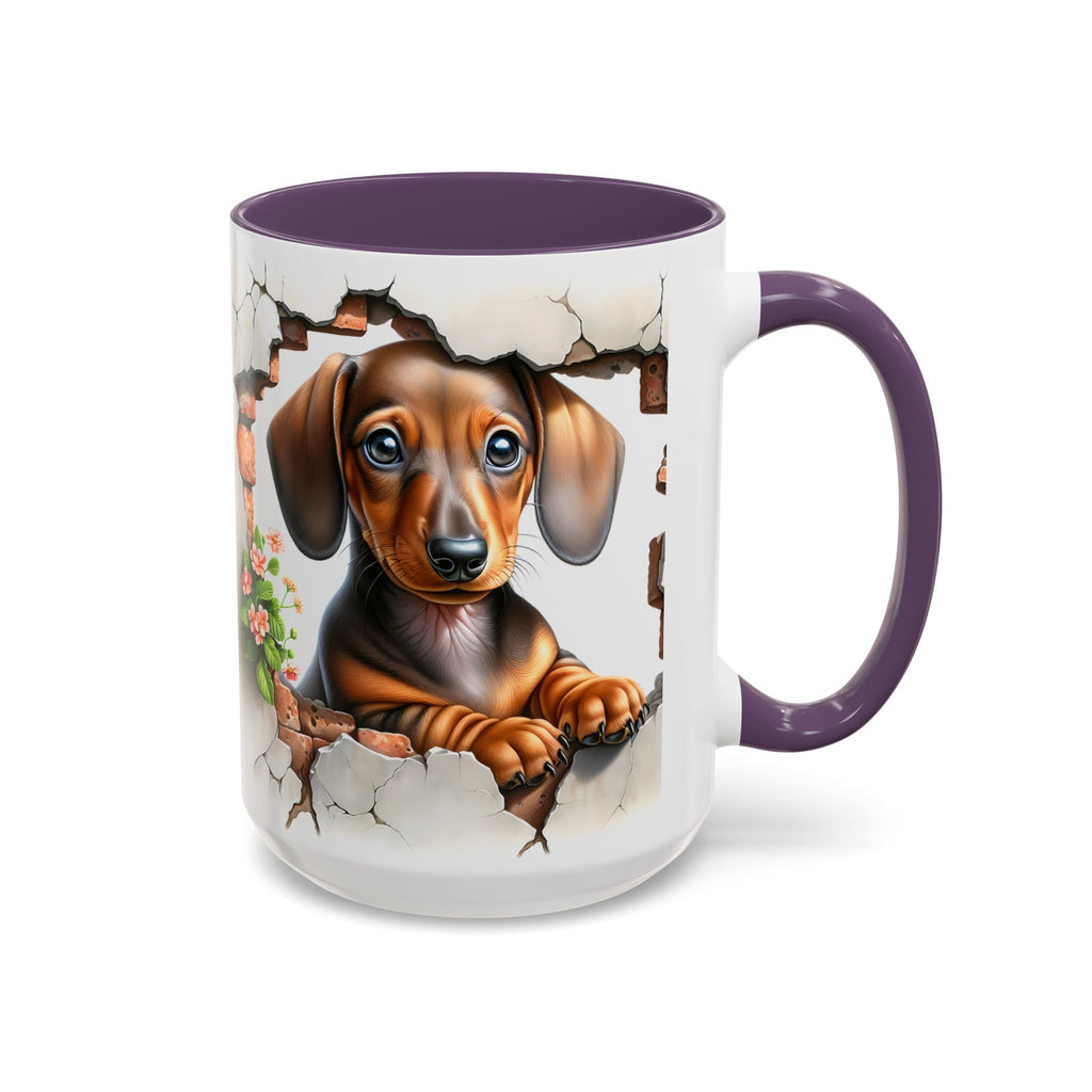 Dachshund Peek-A-Boo Accent Coffee Mug — Cute Puppy Dog Gift (11/15oz)