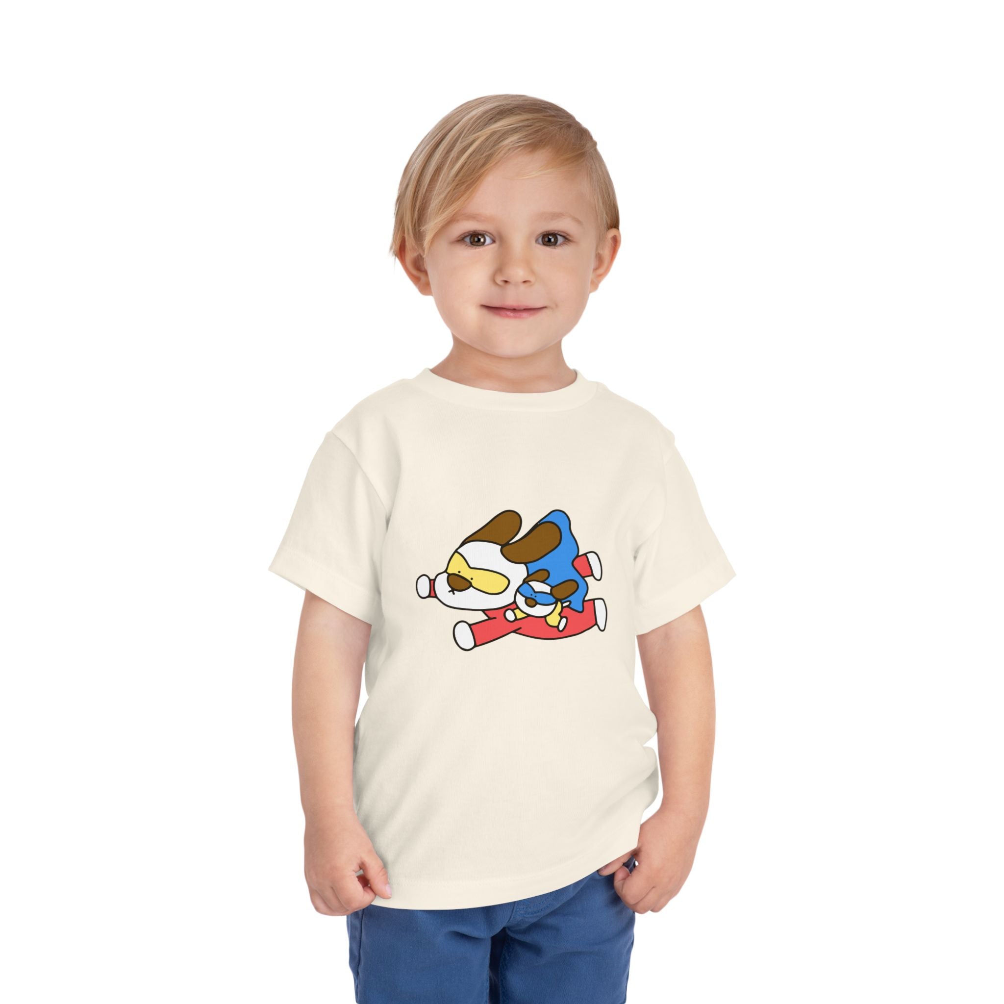 Toddler Tee – Cute Superhero Dog & Puppy Flight Graphic