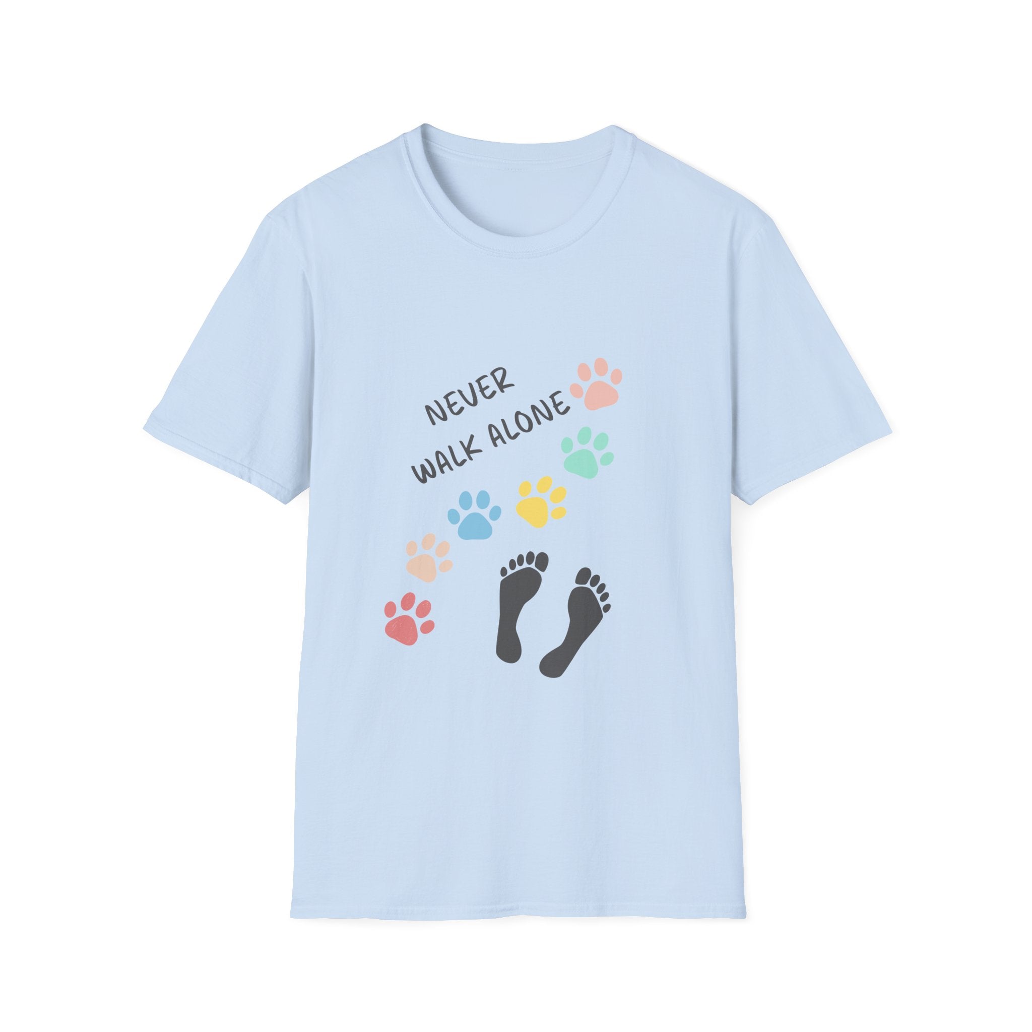 Never Walk Alone Paw & Footprint T-Shirt