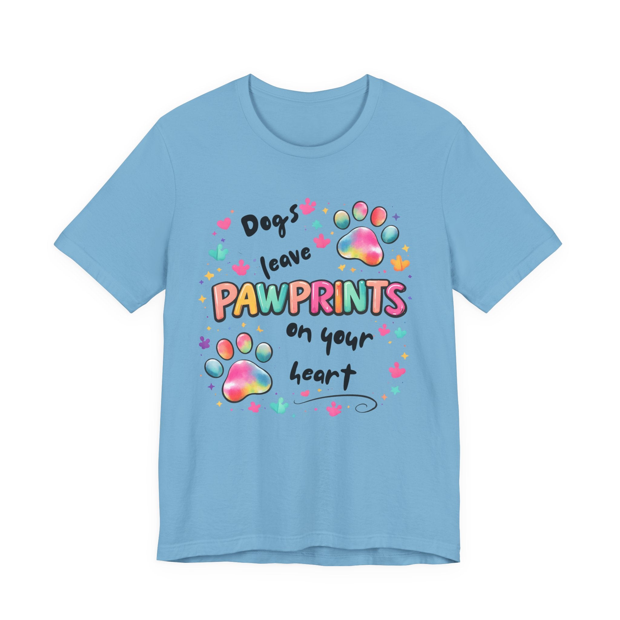 Pawprints on Your Heart T‑Shirt — Colorful Dog Paw Love Tee