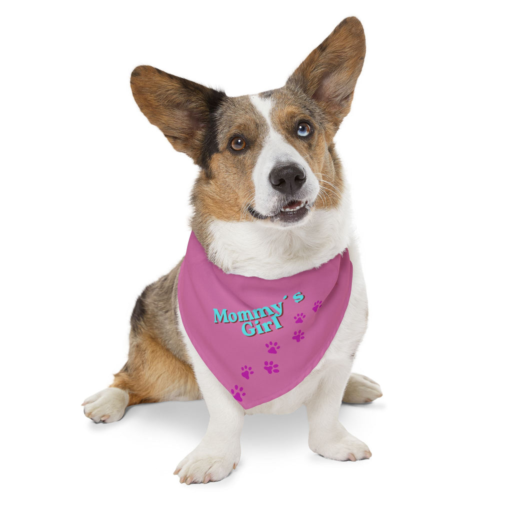 Dog Bandana Collar — "Mommy's Girl" Pink Paw-Print Pet Bandana