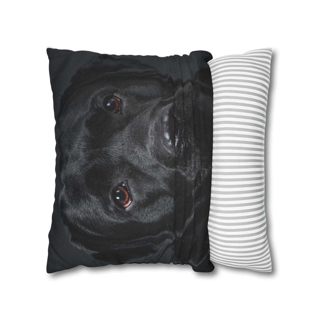 Black Labrador Dog Photo Pillowcase – Square Decorative Throw Pillow Cover
