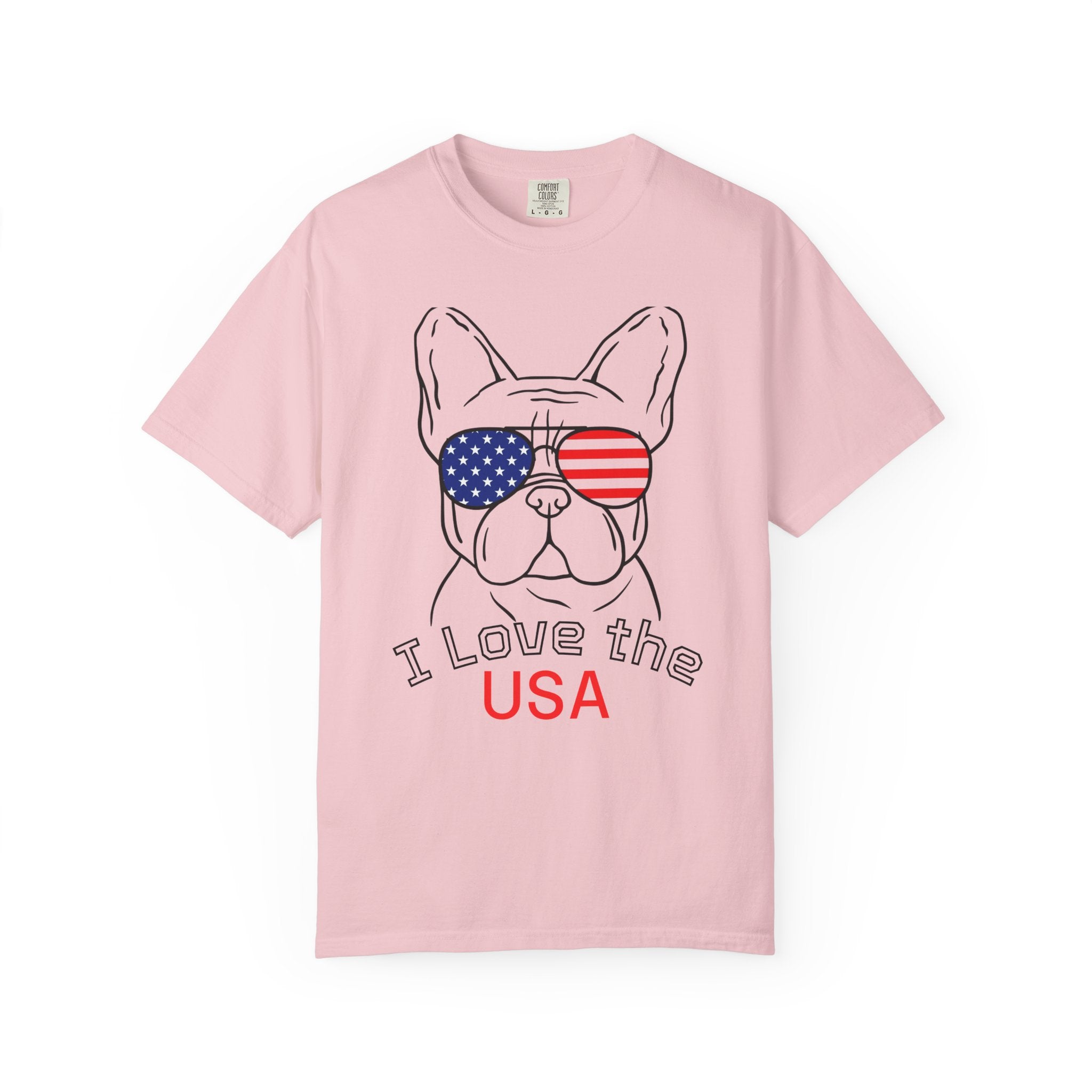 USA Bulldog T-Shirt — "I Love the USA" Patriotic Dog Tee