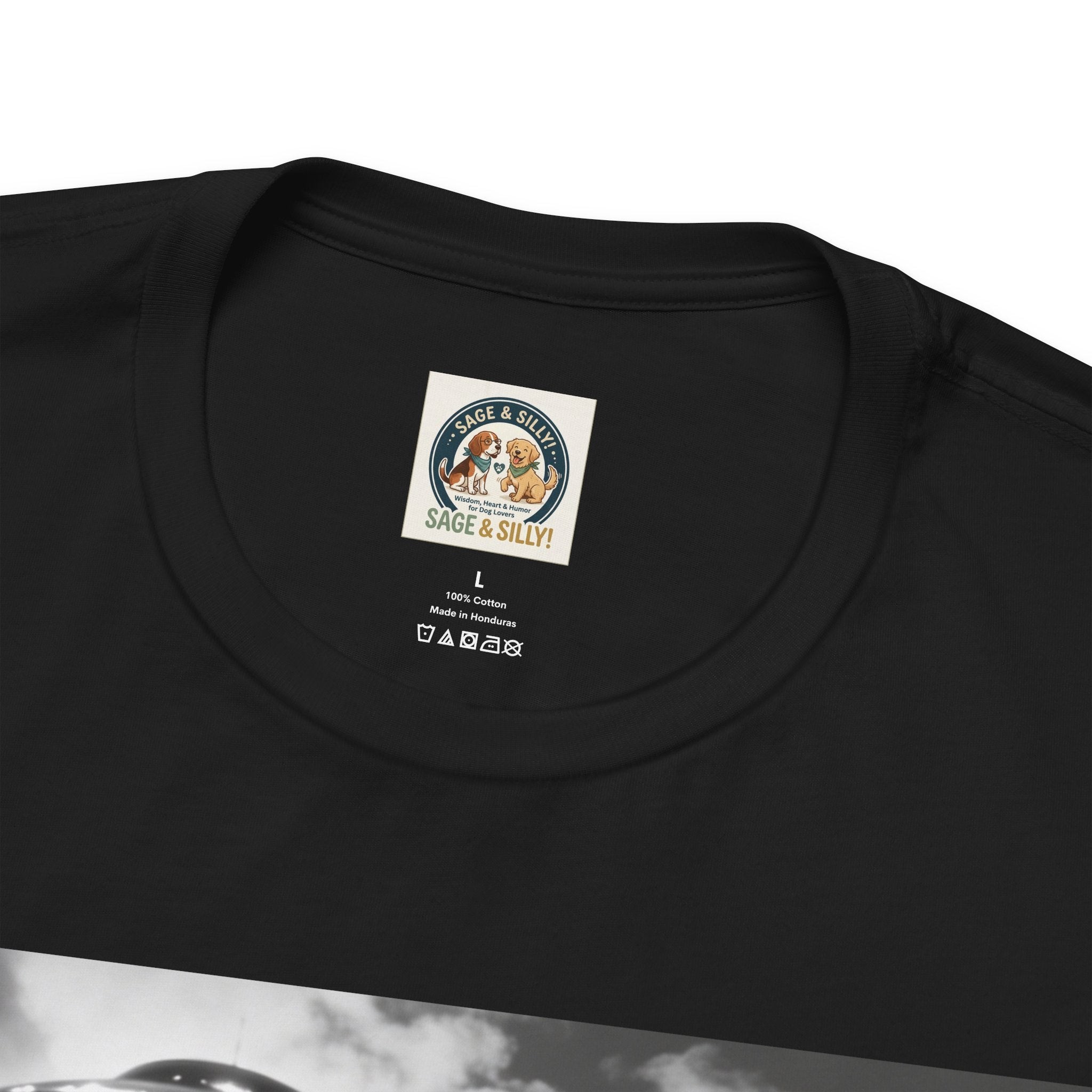 UFO Dog Photo Tee — "Check the Front… SERIOUSLY!" Graphic T-Shirt