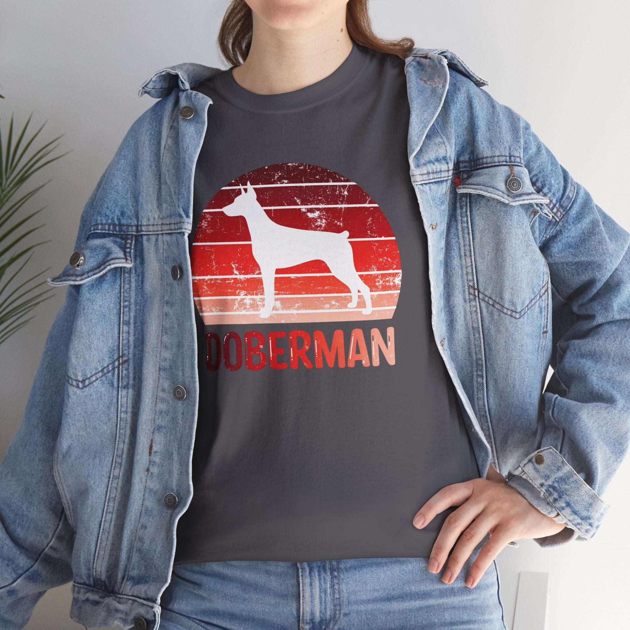 Doberman Retro Sunset T-Shirt – Unisex Dog Lover Graphic Tee