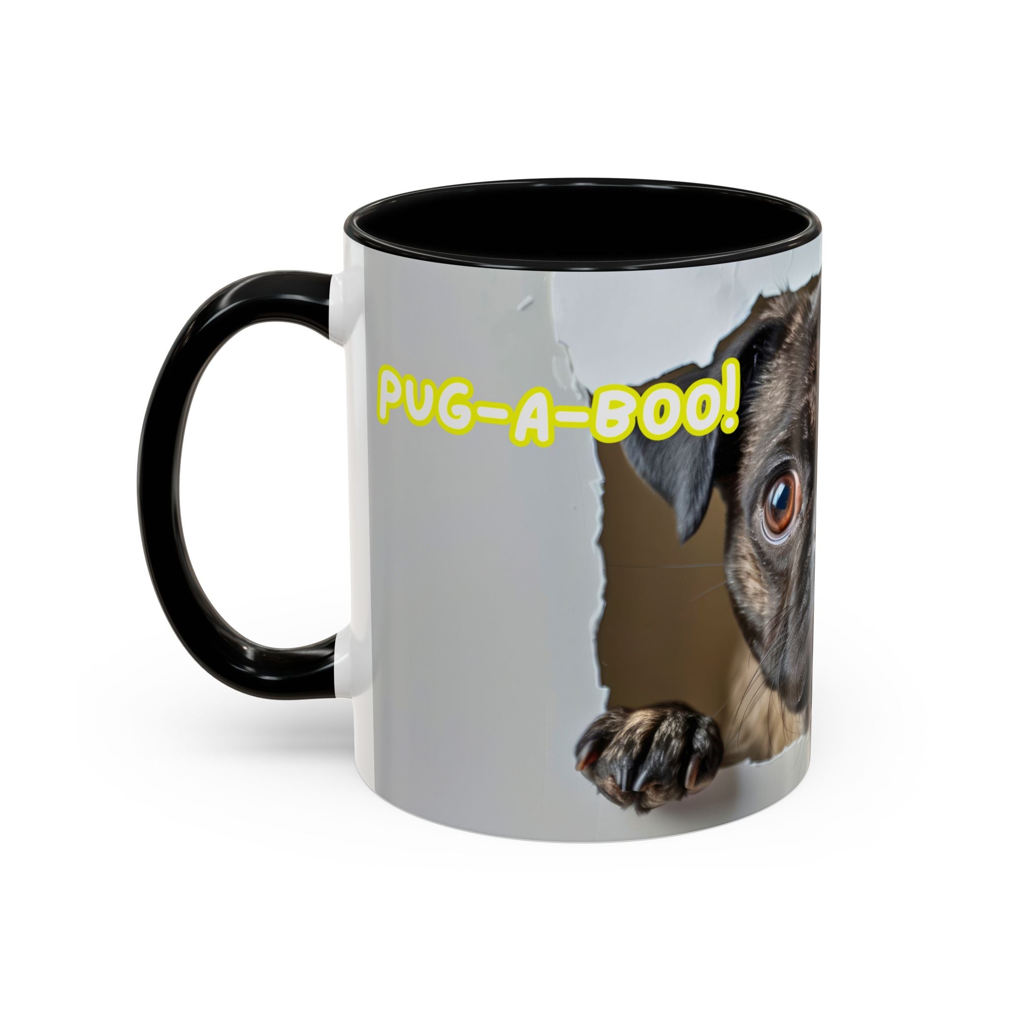 Pug “I See You!” Accent Coffee Mug — Cute Dog Lover Gift (11/15 oz)