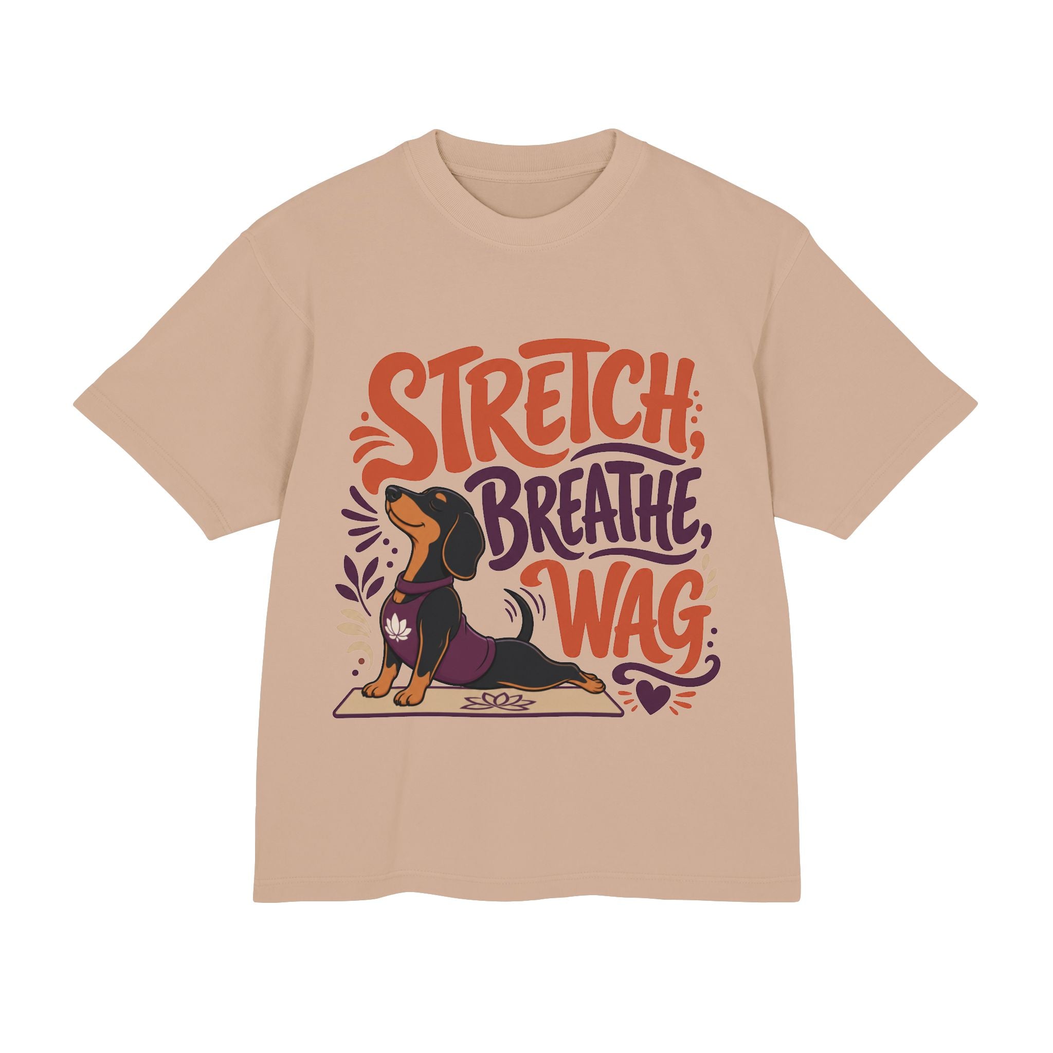 Stretch. Breathe. Wag. — Dachshund Yoga T‑Shirt for Dog Lovers