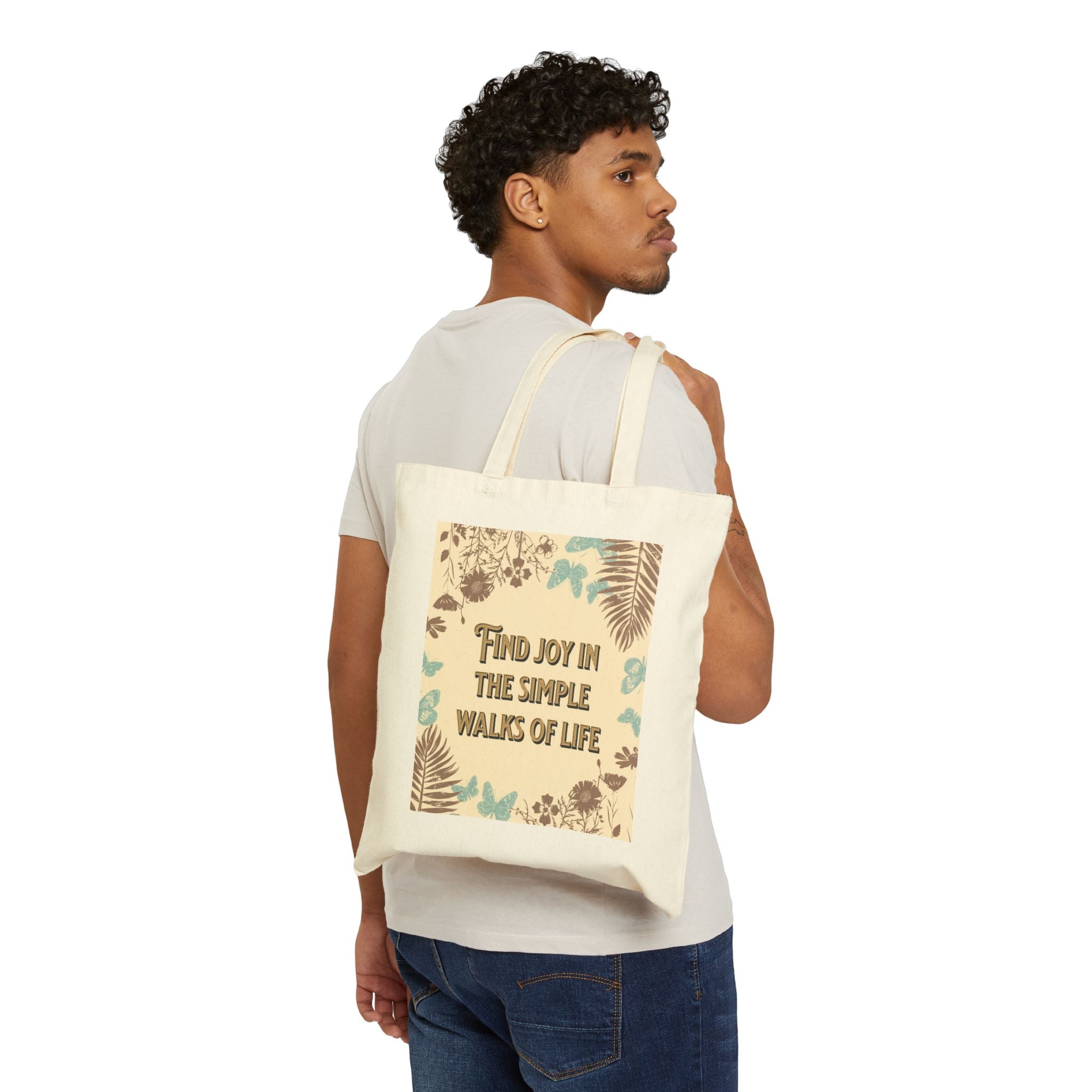Tote Bag — "Find Joy In The Simple Walks Of Life" Dog Portrait Canvas Tote