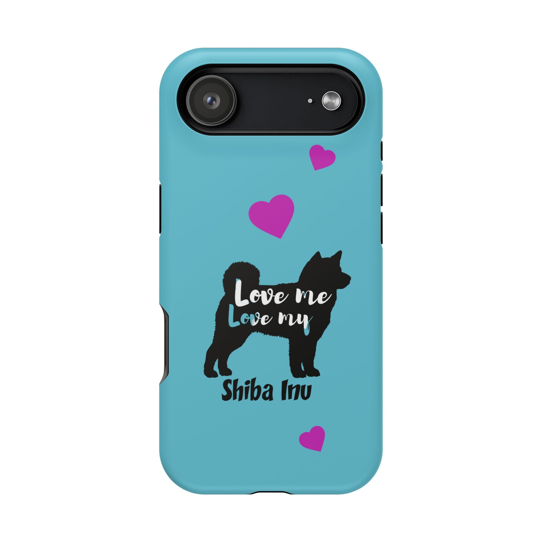 Shiba Inu Phone Case – "Love Me Love My Shiba Inu" Impact-Resistant Case, Cute Heart Design