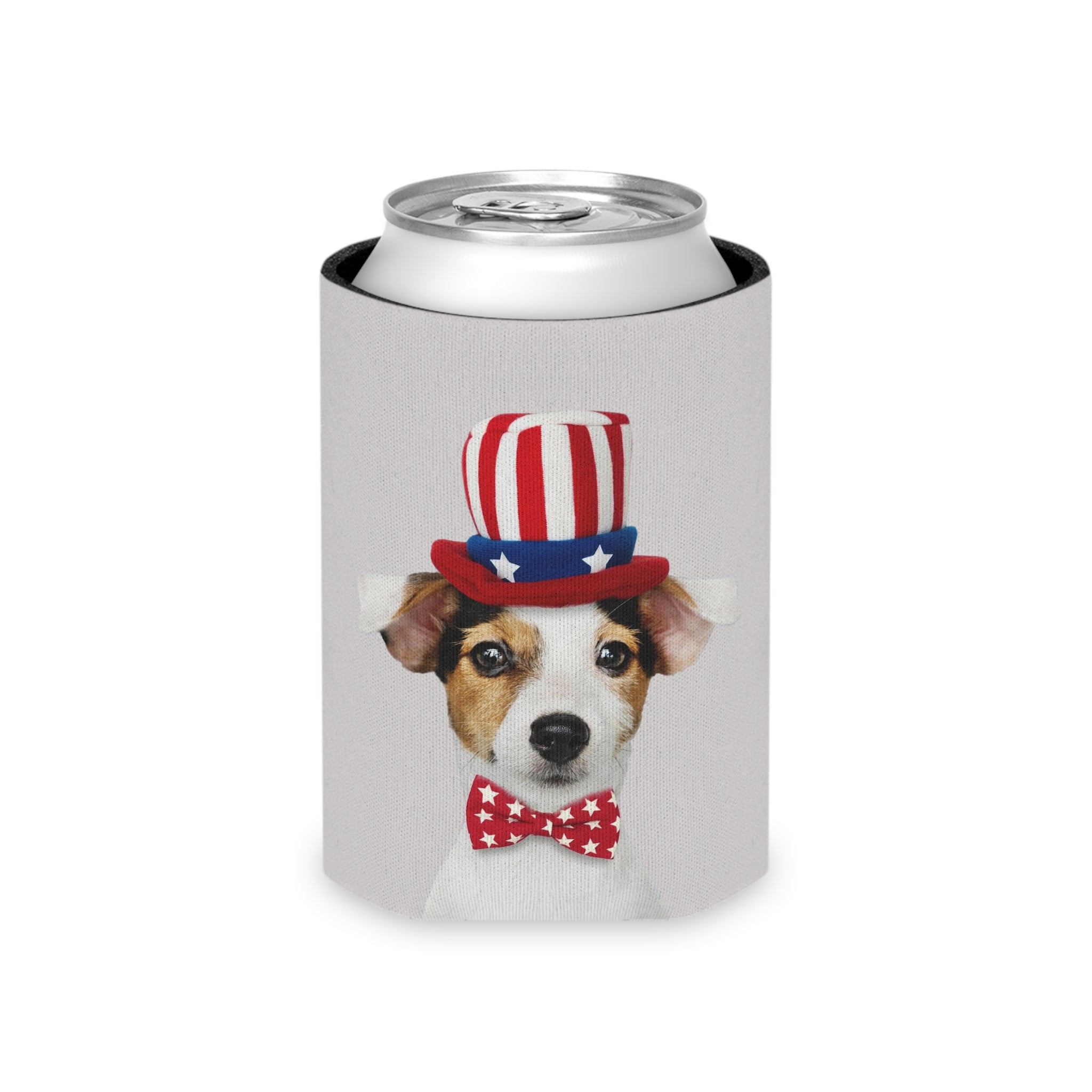 Patriotic Can Cooler — “I Love My America” & USA Dog Drink Holder