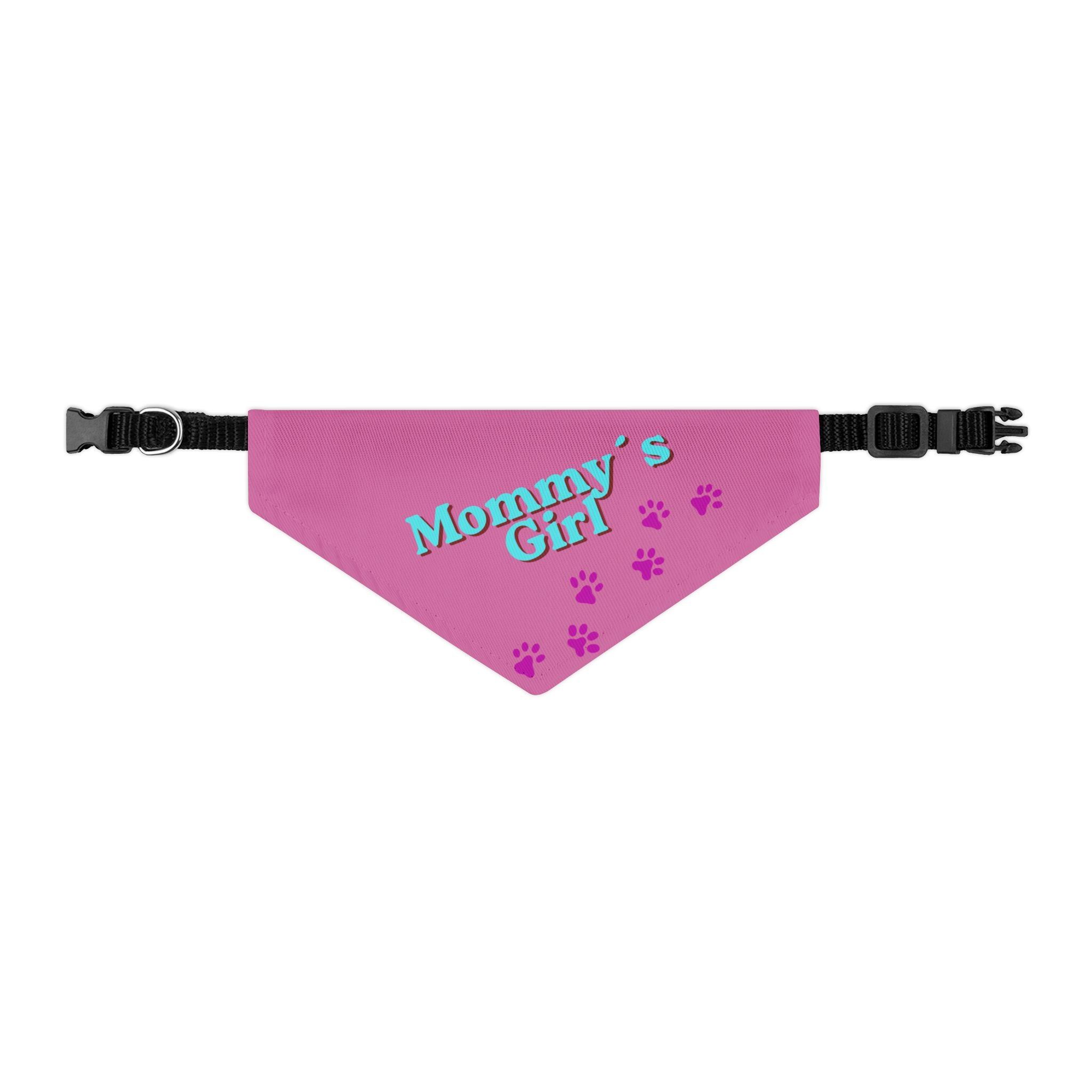 Dog Bandana Collar — "Mommy's Girl" Pink Paw-Print Pet Bandana