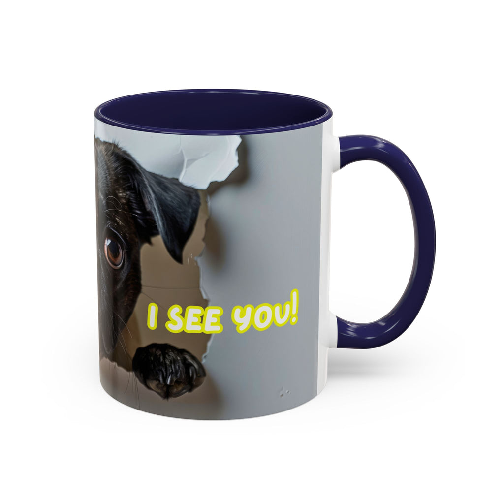 Pug “I See You!” Accent Coffee Mug — Cute Dog Lover Gift (11/15 oz)