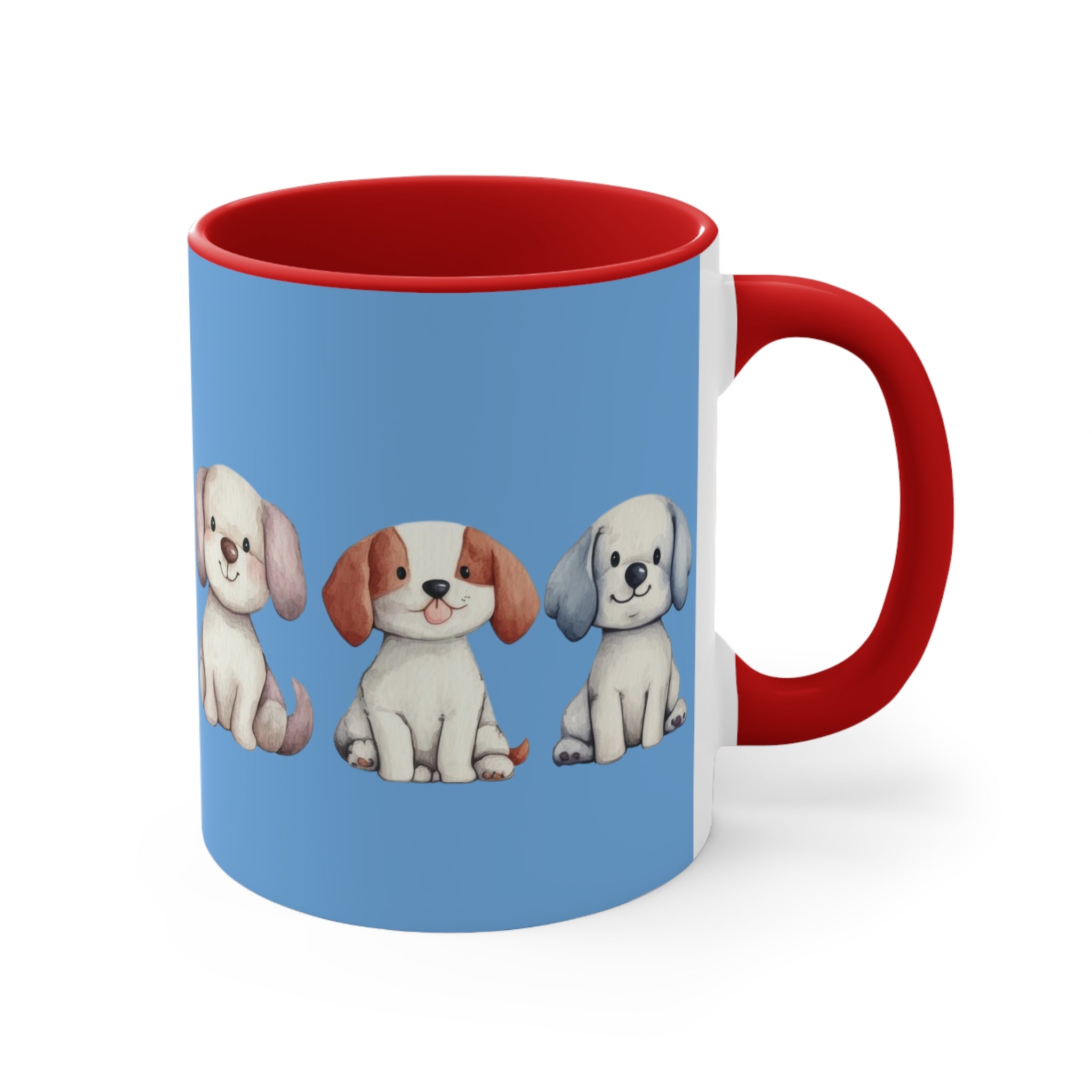 Cute Puppy Pattern Accent Mug — 11oz Colorful Dog Coffee Cup