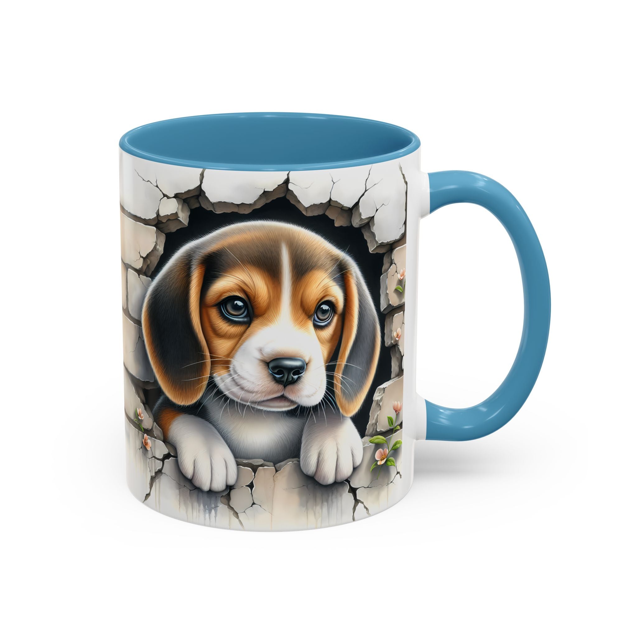 Beagle Puppy Peek Accent Coffee Mug – Cute Dog Gift (11/15 oz)