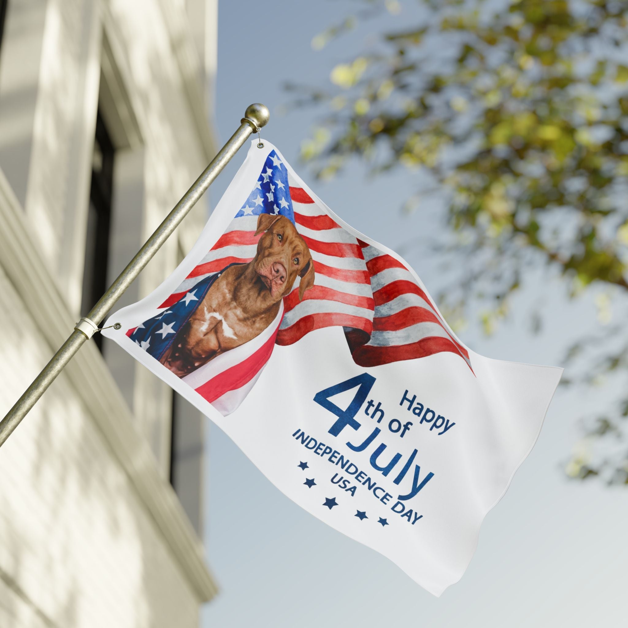 4th of July Dog Flag — Double-Sided American Independence Day Garden Banner