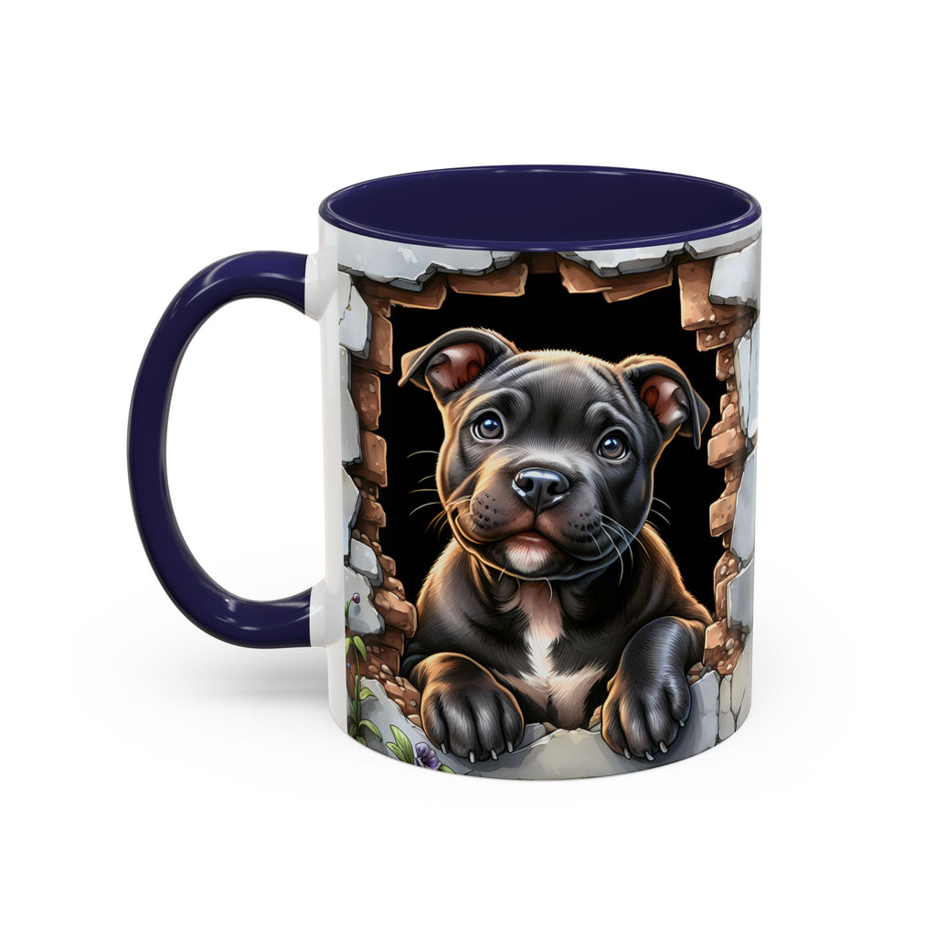 Pit Bull Puppy Peek Accent Coffee Mug – Cute Dog Lover Gift (11/15oz)