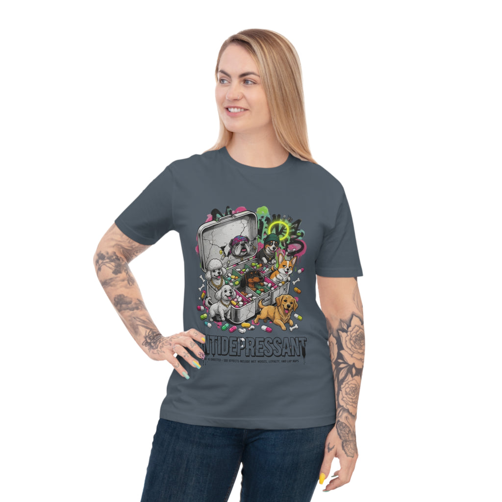 Antidepressant Pets T-Shirt — Emotional Support Pet & Pill Box Graphic Tee
