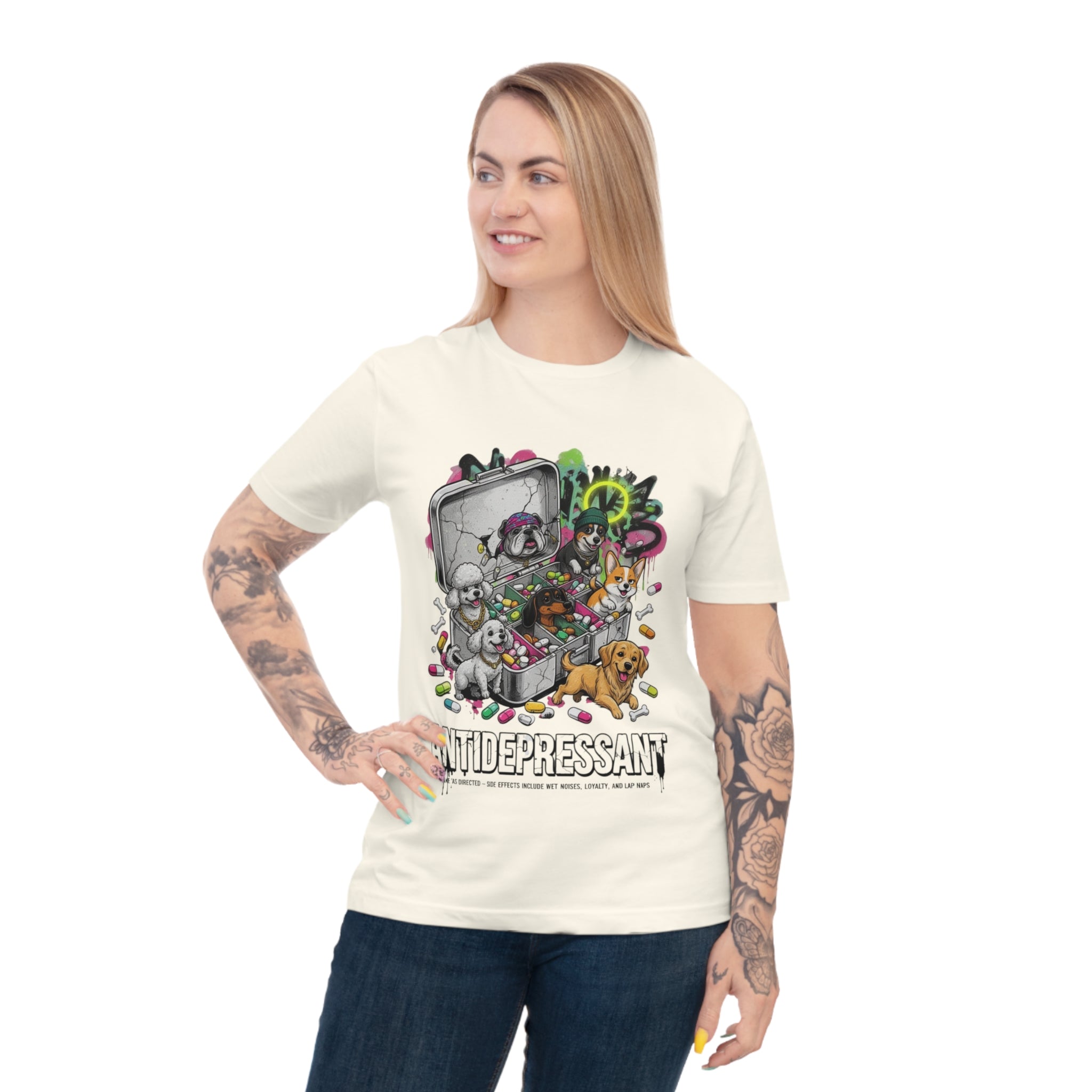 Antidepressant Pets T-Shirt — Emotional Support Pet & Pill Box Graphic Tee