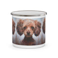 Enamel Camping Mug — Watercolor Toy Poodle Portrait Coffee Cup