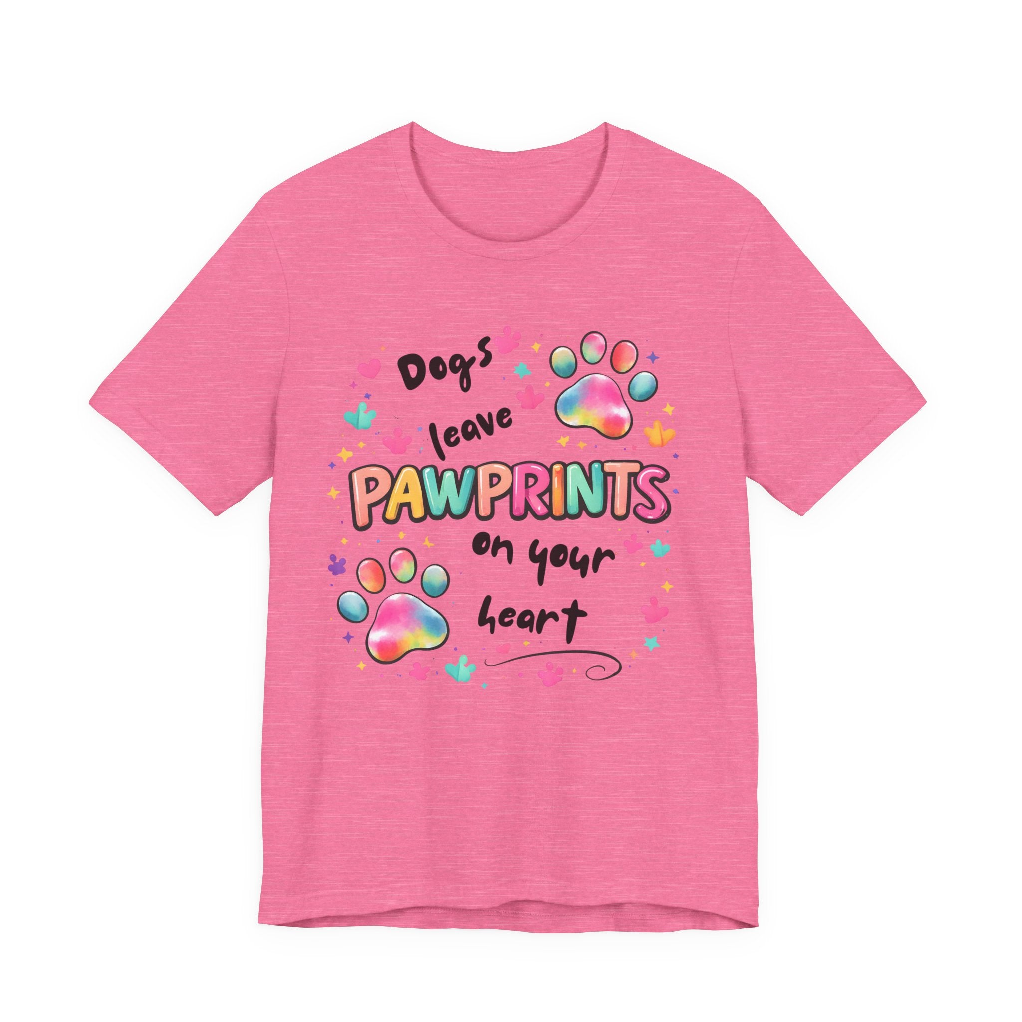 Pawprints on Your Heart T‑Shirt — Colorful Dog Paw Love Tee