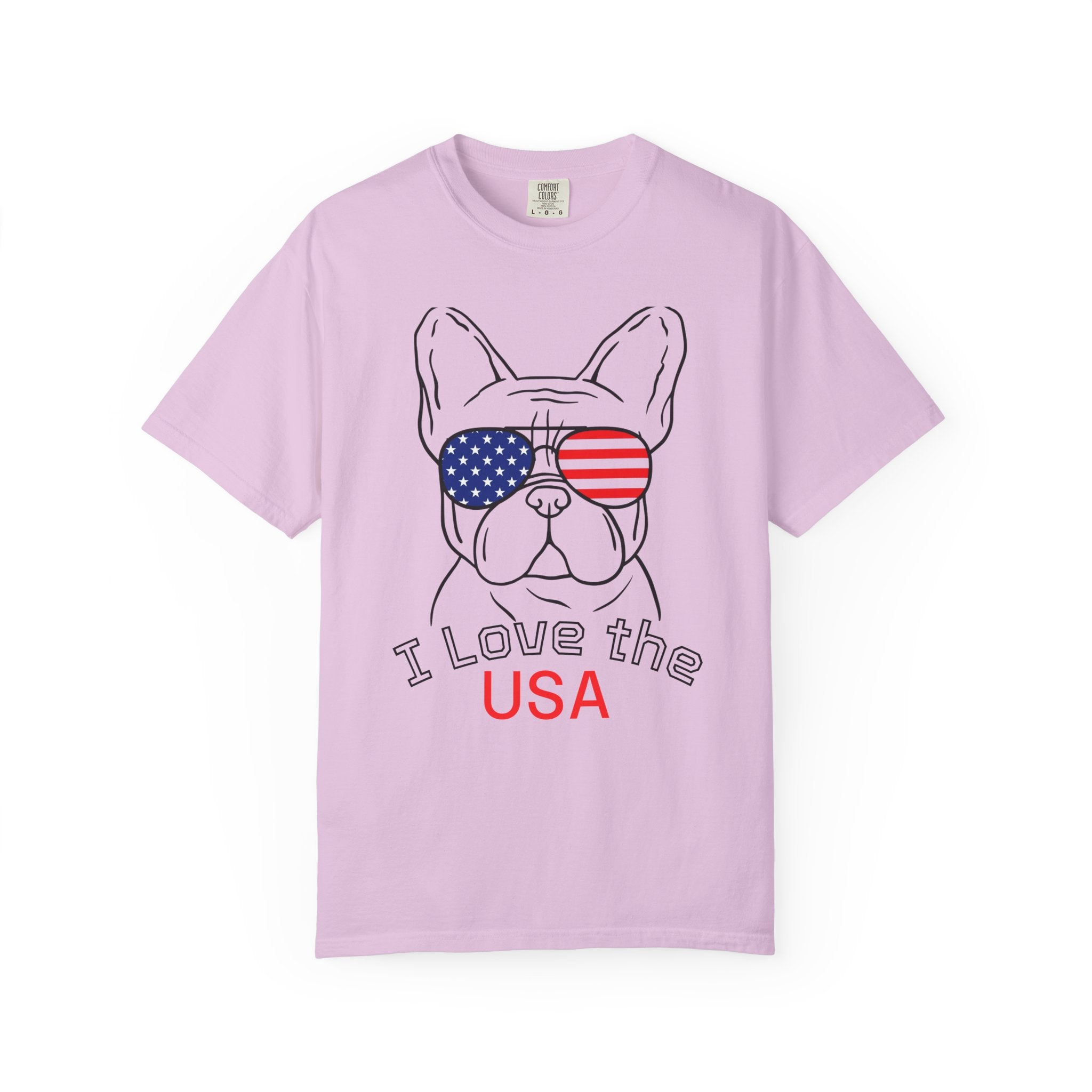 USA Bulldog T-Shirt — "I Love the USA" Patriotic Dog Tee