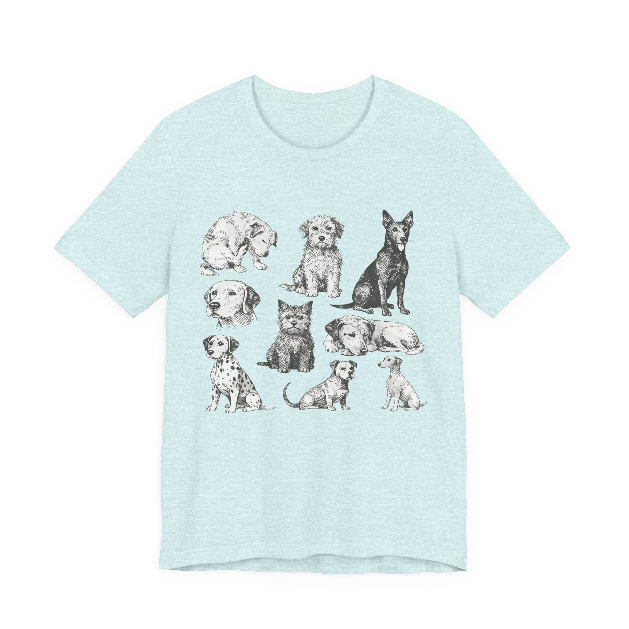 Dog Breed Sketches T-Shirt — Hand-Drawn Puppy Portraits Tee