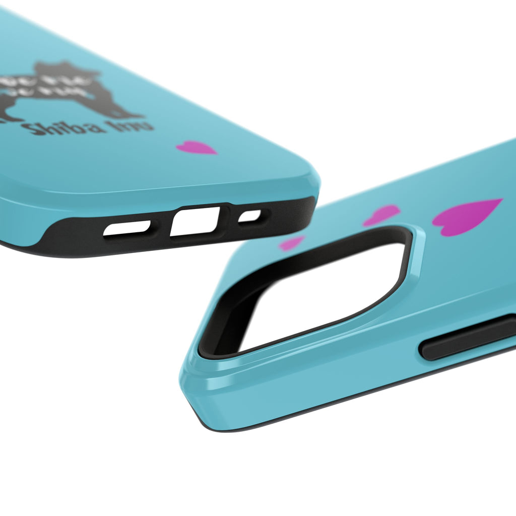 Shiba Inu Phone Case – "Love Me Love My Shiba Inu" Impact-Resistant Case, Cute Heart Design
