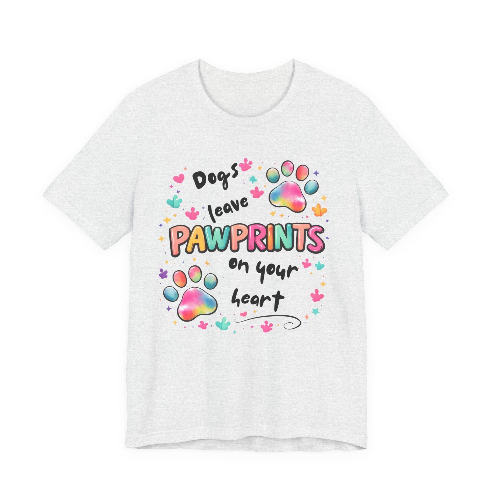 Pawprints on Your Heart T‑Shirt — Colorful Dog Paw Love Tee