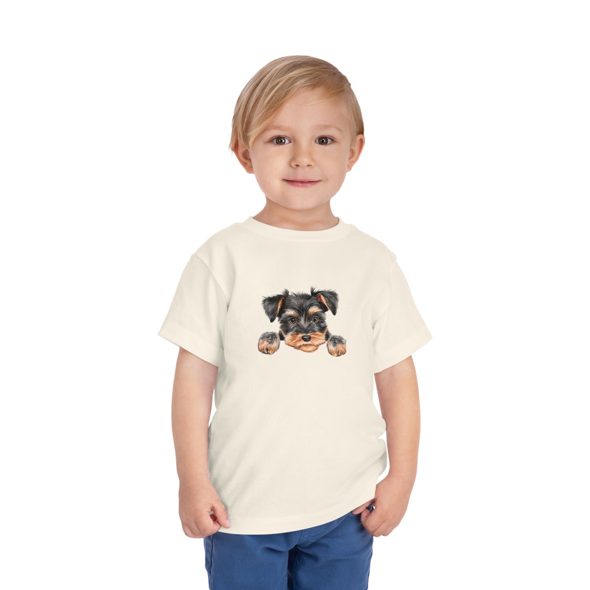 Toddler Tee — Cute Yorkie Puppy Peeking Graphic