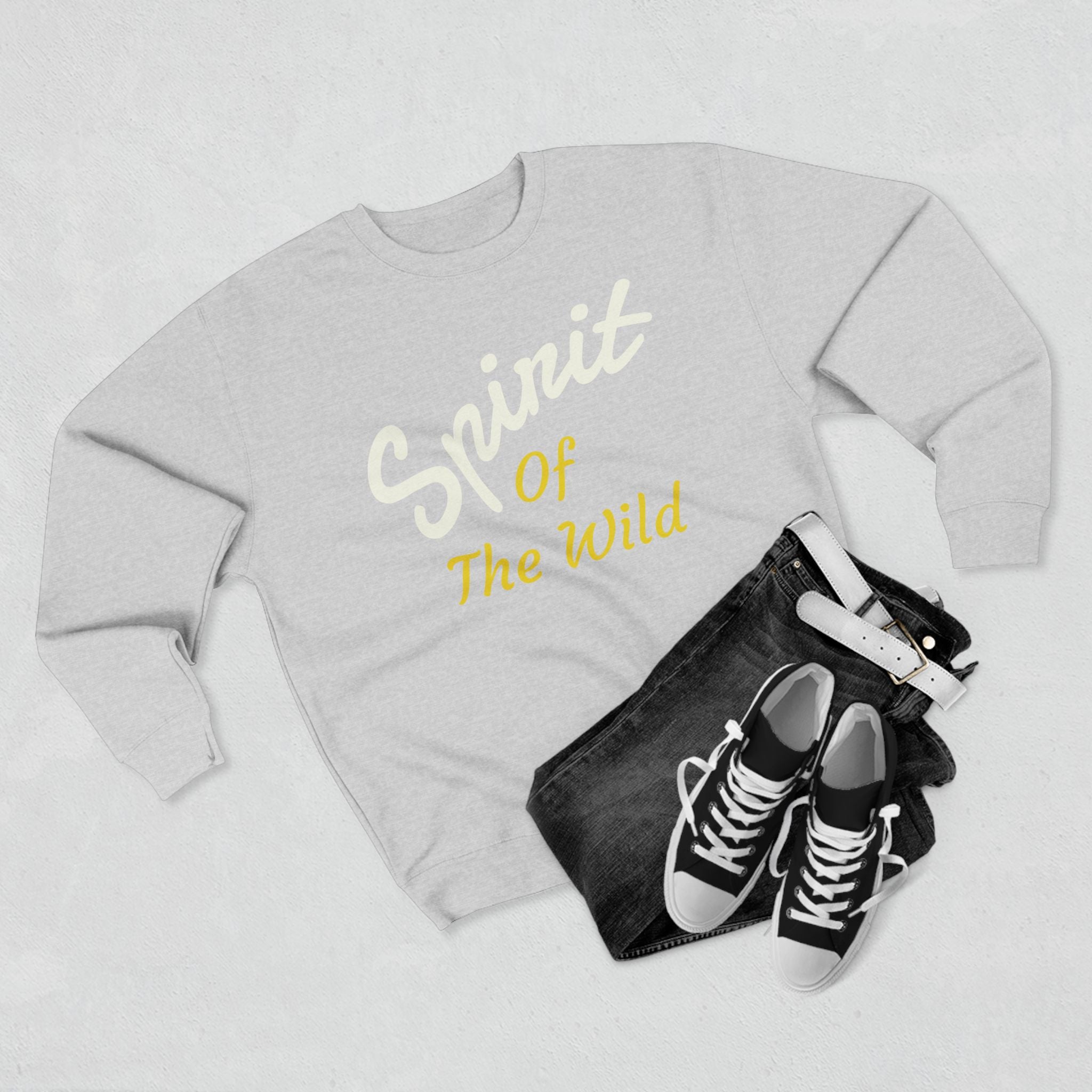 Wolf Spirit Crewneck Sweatshirt — "Spirit of the Wild" Graphic on the back