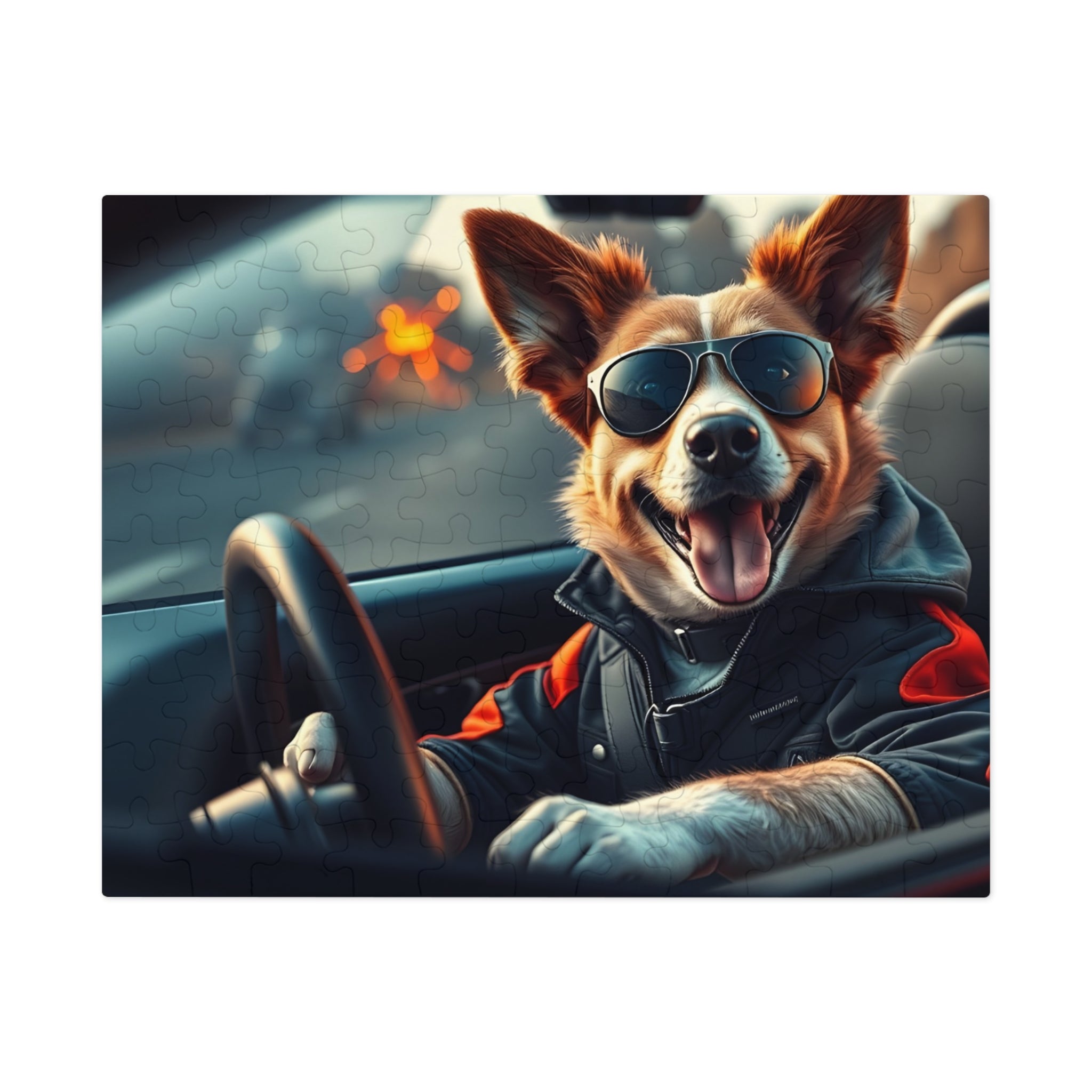 Corgi Driving Jigsaw Puzzle with Tin — Funny Dog Behind the Wheel | Dog Lover Gift