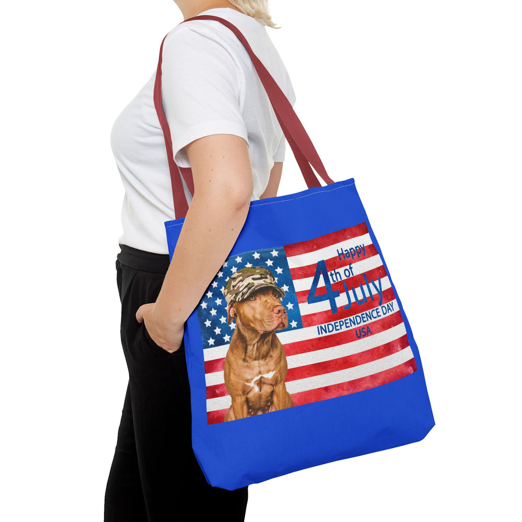 Independence Day Dog Tote Bag — Happy 4th of July USA Flag Tote