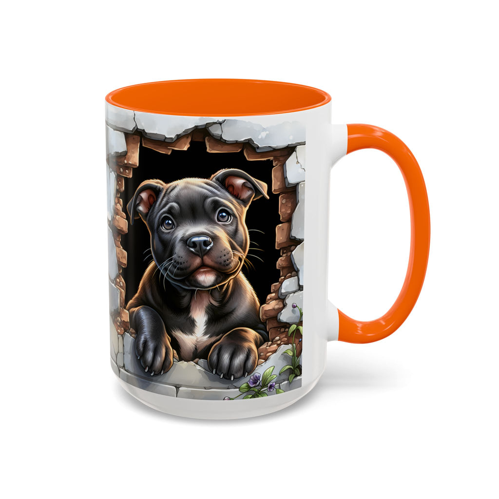 Pit Bull Puppy Peek Accent Coffee Mug – Cute Dog Lover Gift (11/15oz)