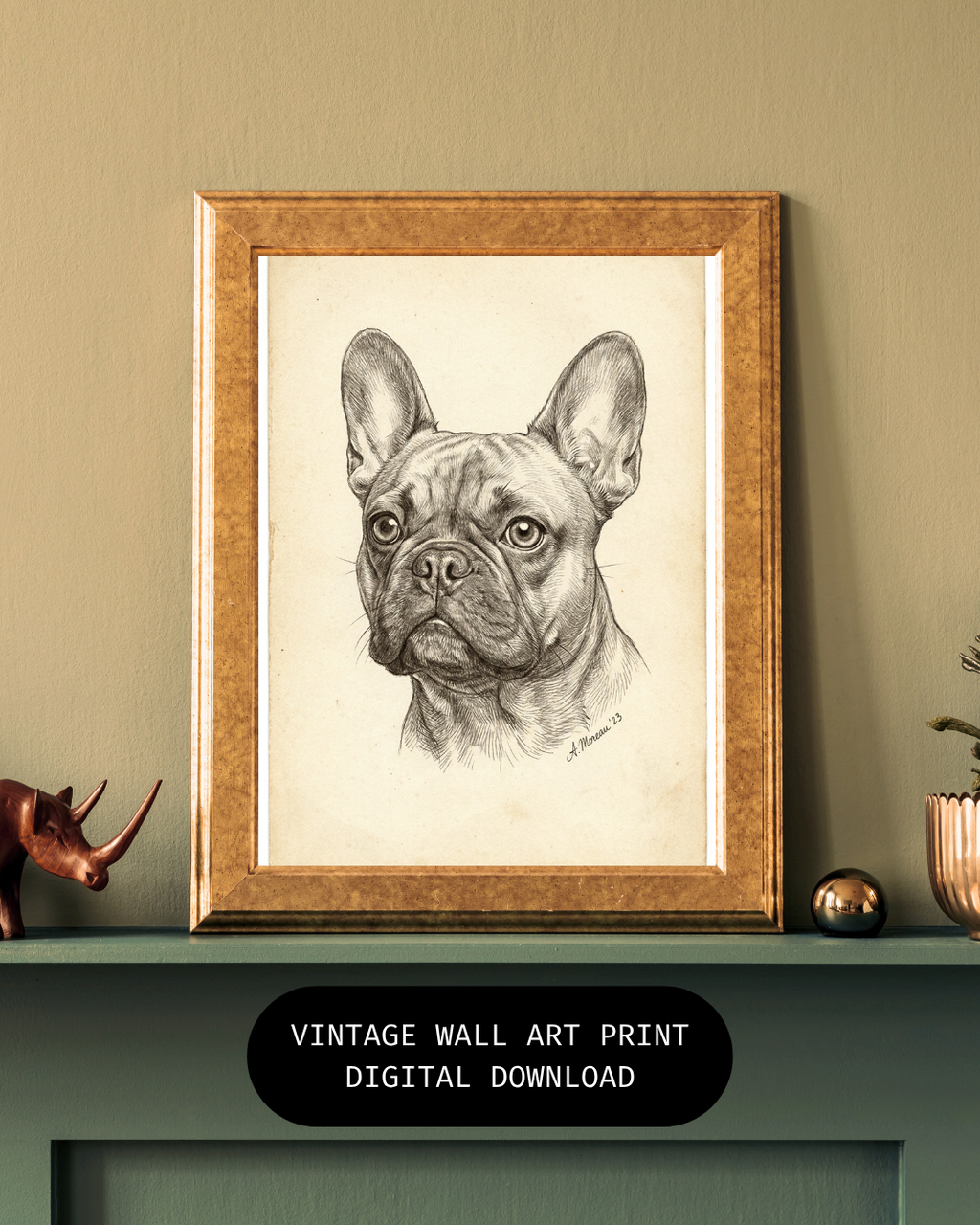 French Bulldog Pencil Portrait – Downloadable Wall Art