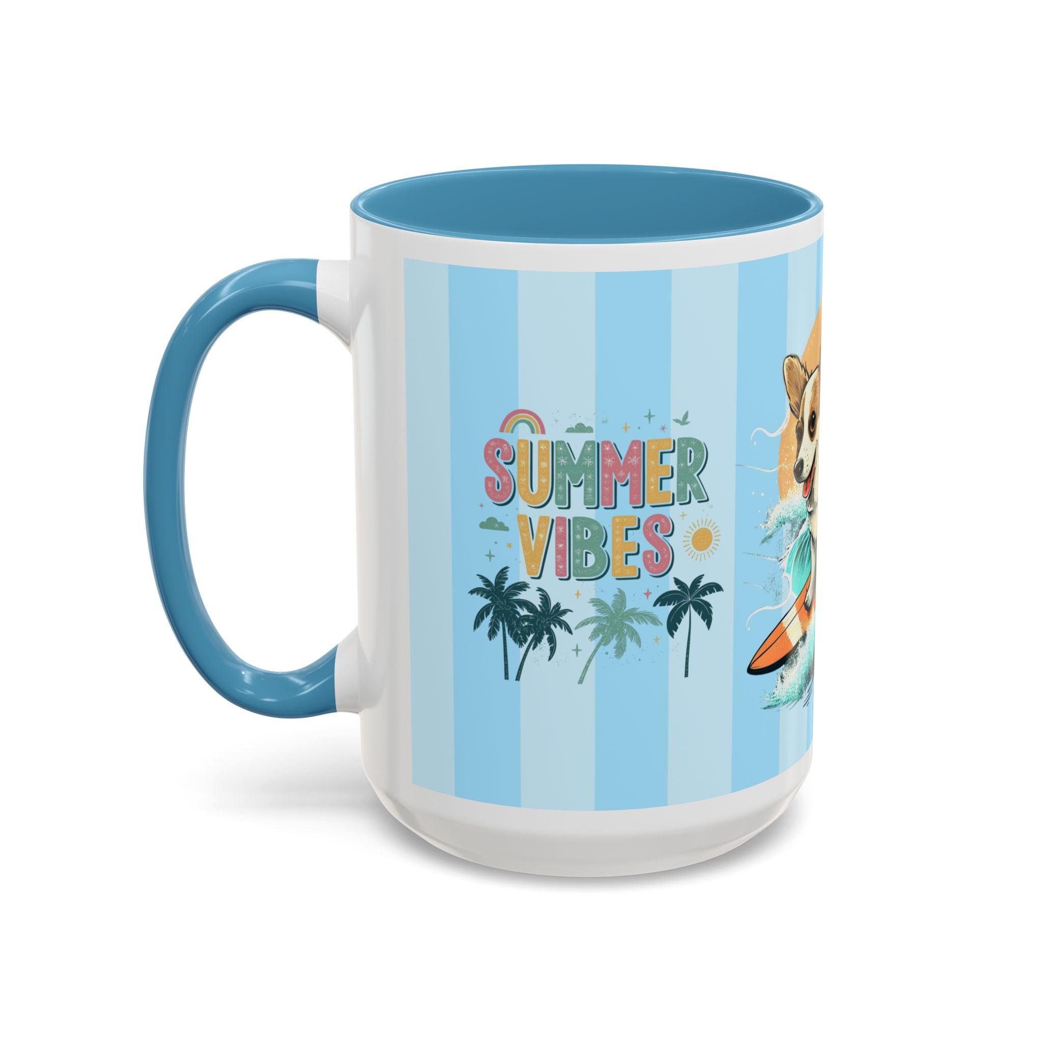 Summer Vibes Corgi Surf Coffee Mug — Cute Dog Lover Gift (11/15 oz)