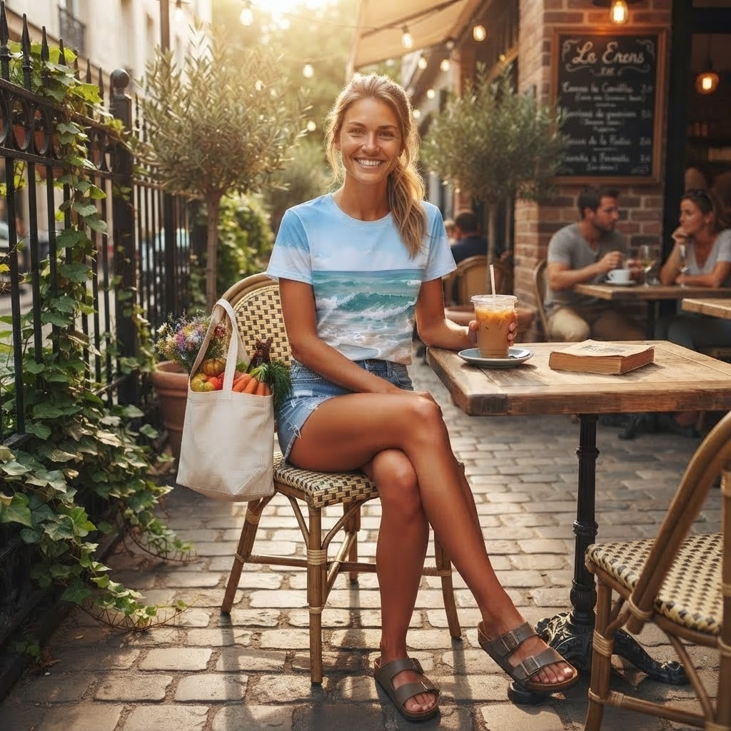 Women's Beach Scene All-Over Print Sports Jersey — Dachshund on Shore