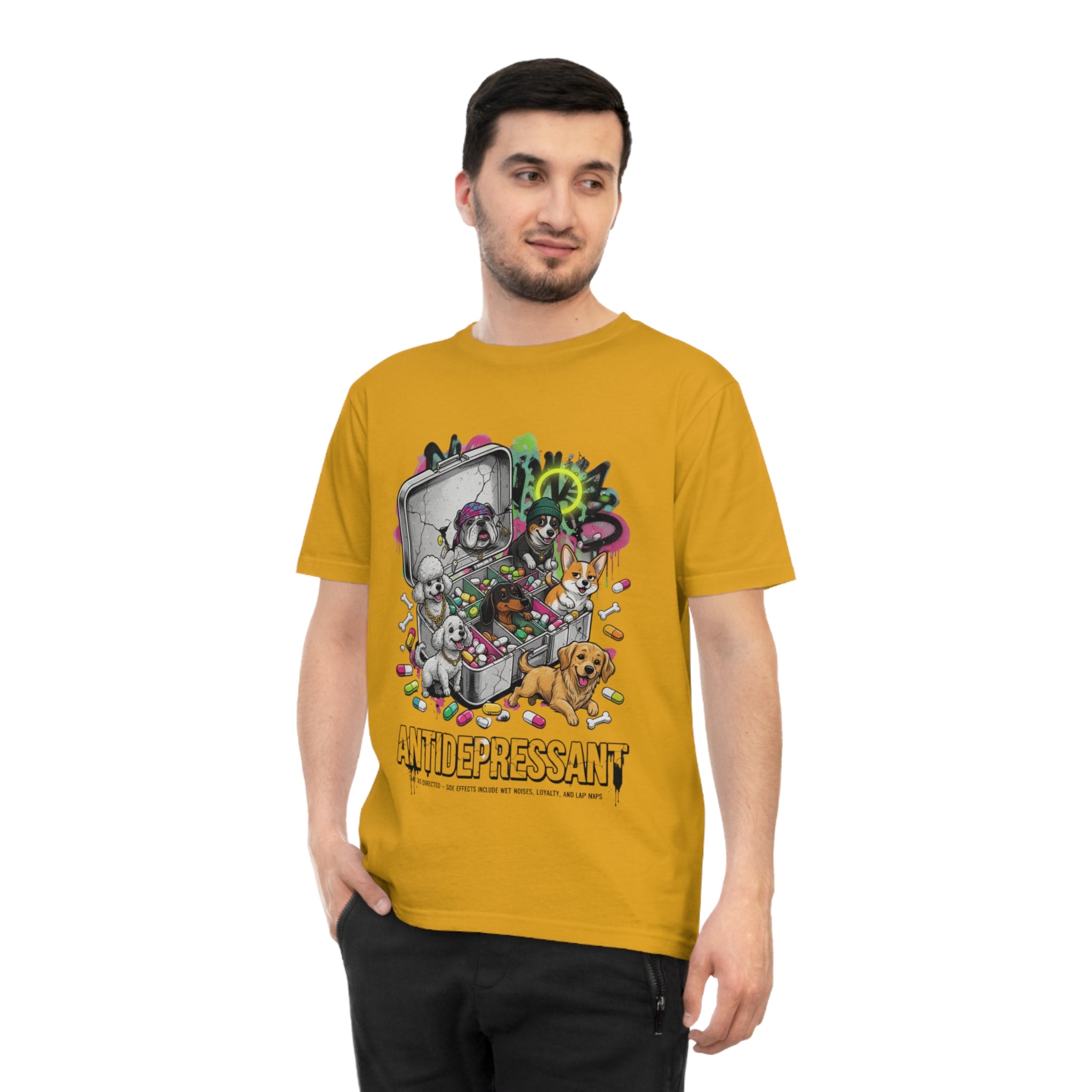 Antidepressant Pets T-Shirt — Emotional Support Pet & Pill Box Graphic Tee