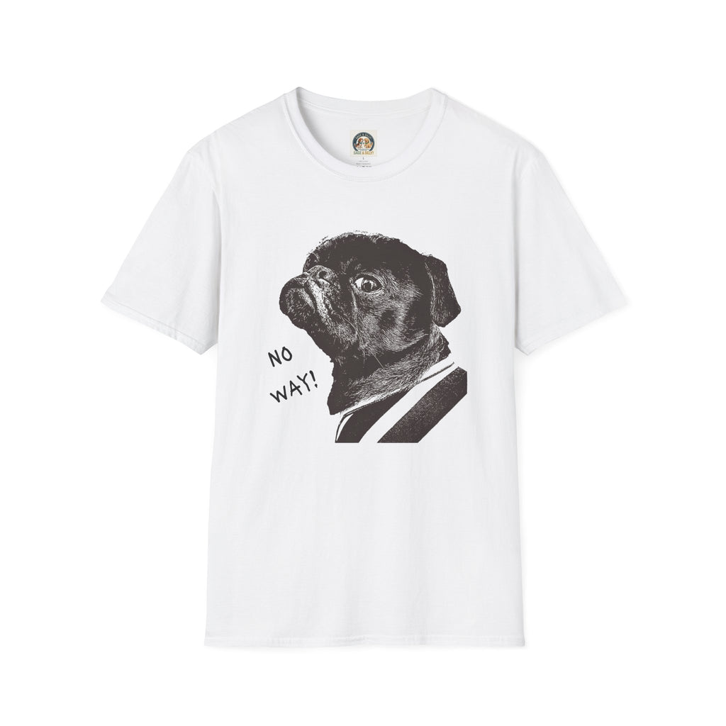 Pug Portrait T-Shirt — 'No Way!' Funny Dog Graphic Tee