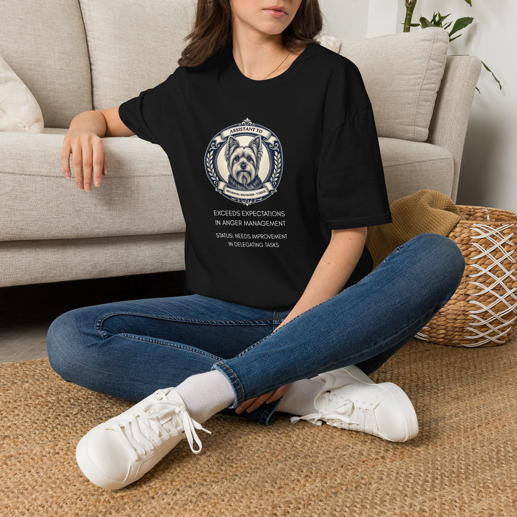 Yorkie T-Shirt — "Assistant to the Regional Manager" Funny Yorkshire Terrier Tee