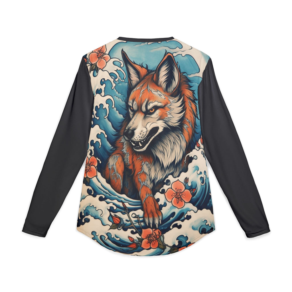 Men's Fox Wave UV-Protection Long Sleeve Shirt — Japanese Tattoo Style