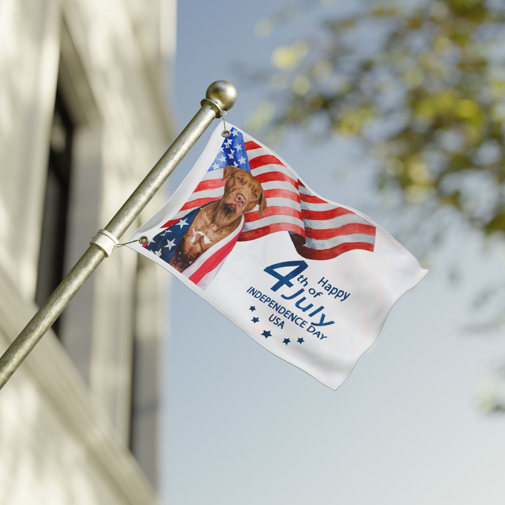 4th of July Dog Flag — Double-Sided American Independence Day Garden Banner