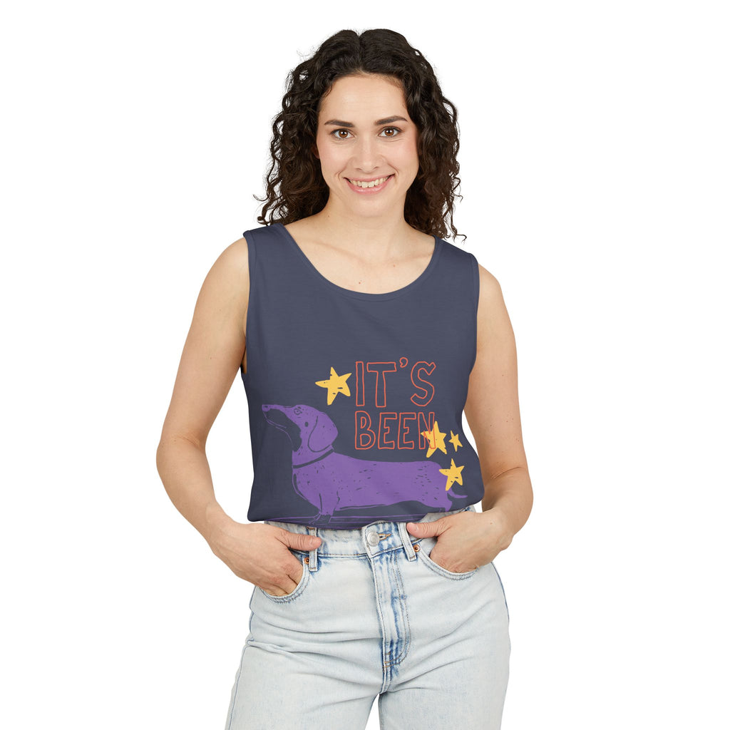 Dachshund Skateboard Tank — "It's Been a Looong Day" Cute Dog Graphic Tank Top