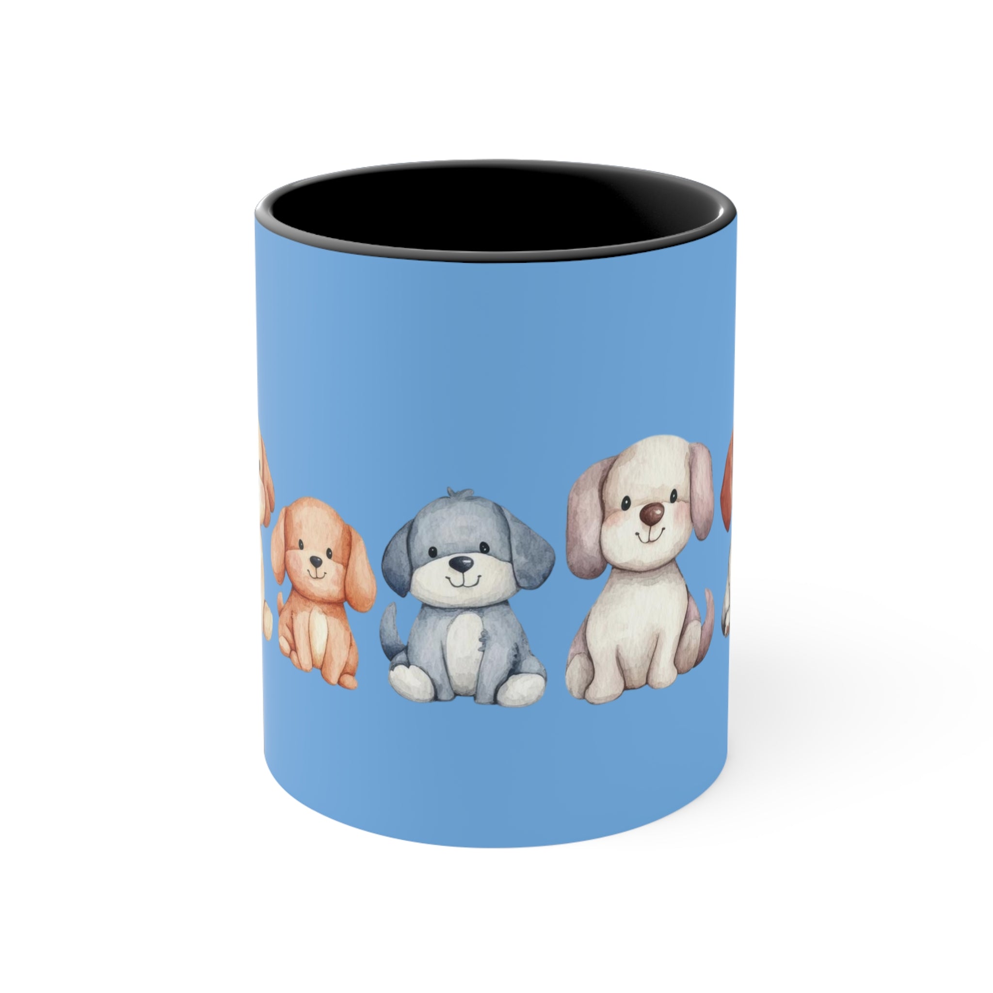 Cute Puppy Pattern Accent Mug — 11oz Colorful Dog Coffee Cup