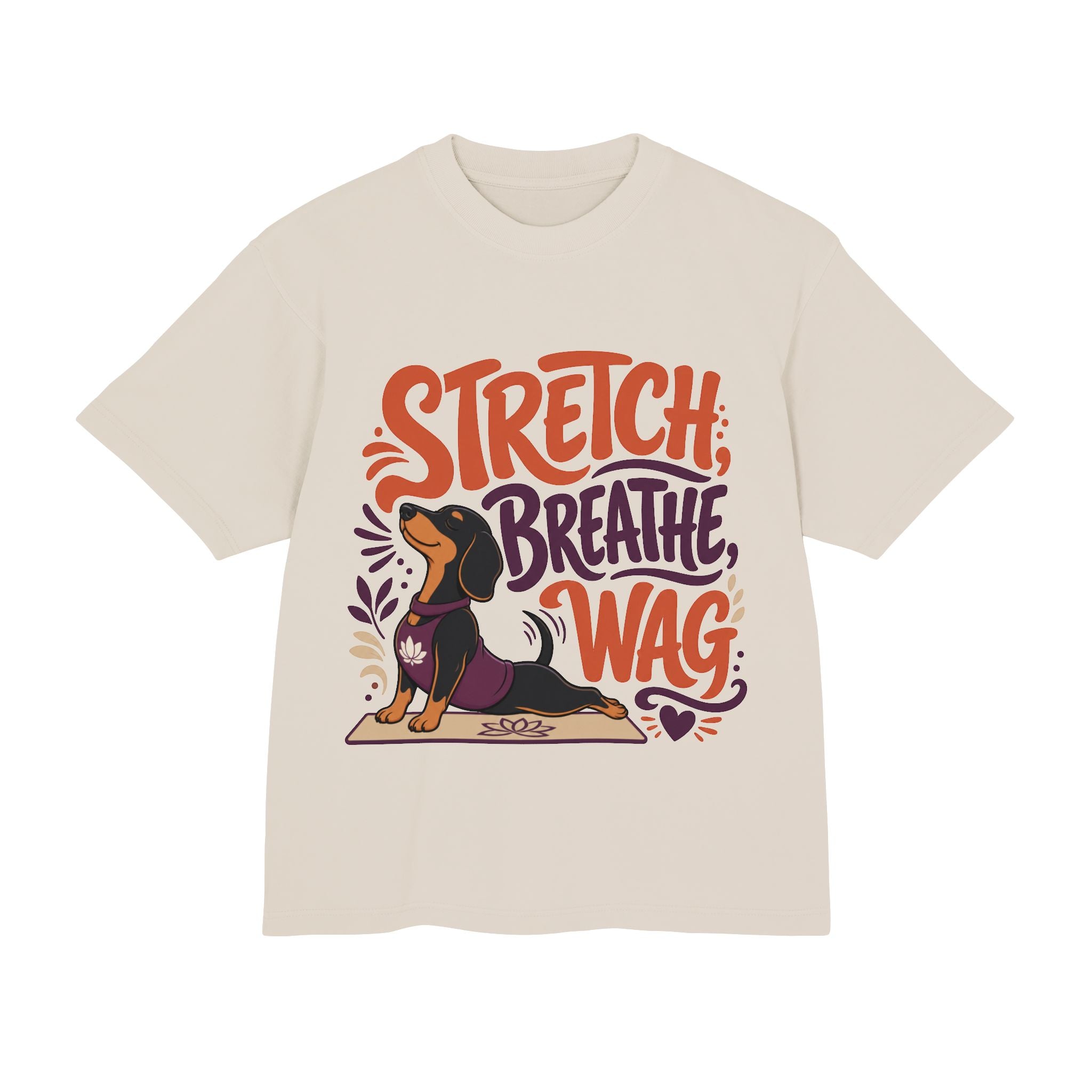 Stretch. Breathe. Wag. — Dachshund Yoga T‑Shirt for Dog Lovers