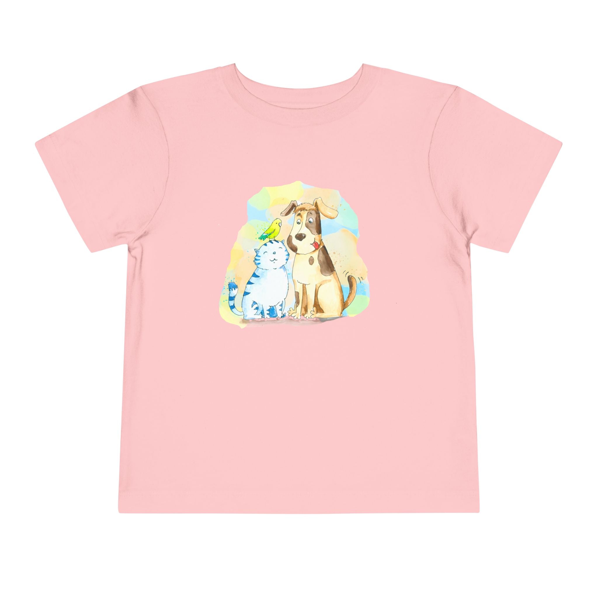 Toddler Tee — Cute Puppy & Kitten Watercolor Kids Shirt